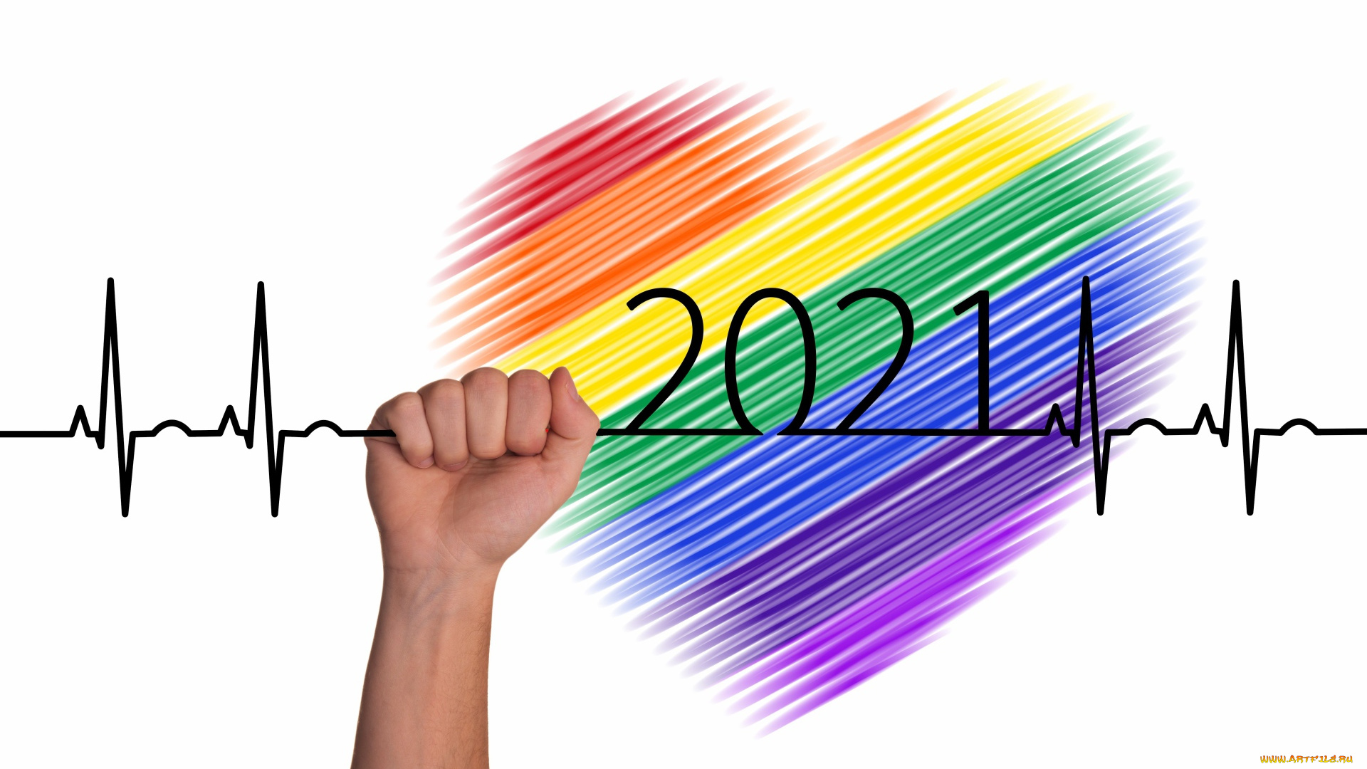 праздничные, -, разное, , новый, год, ритм, сердце, рука, год