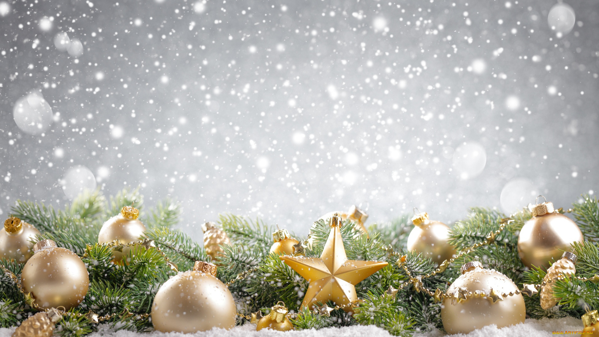 праздничные, украшения, снег, ёлка, игрушки