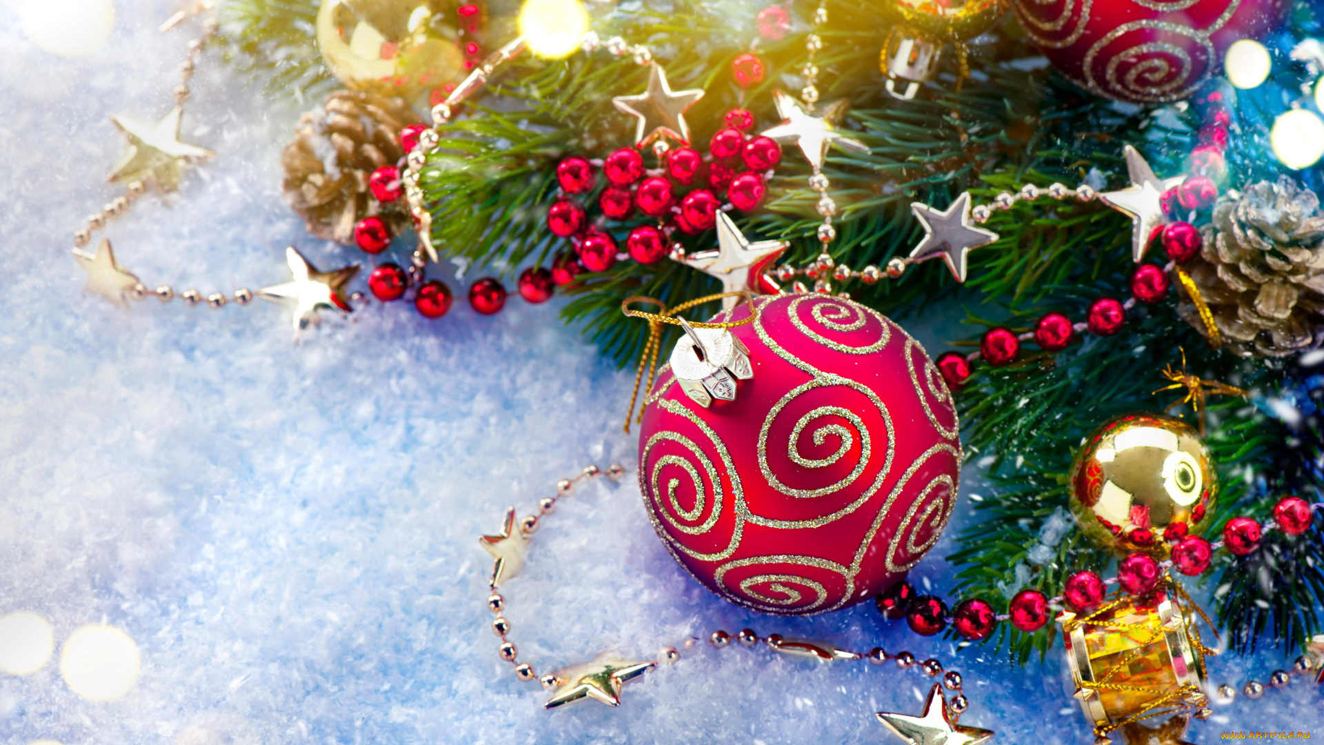 праздничные, украшения, ёлка, игрушки, гирлянда