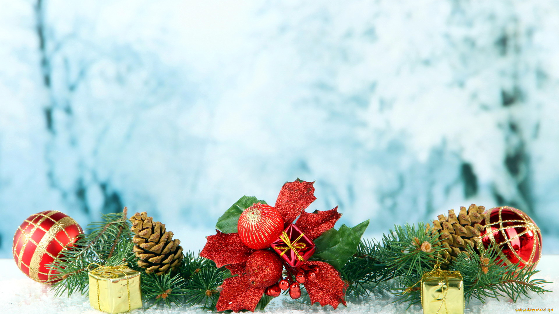 праздничные, украшения, ёлка, шишки