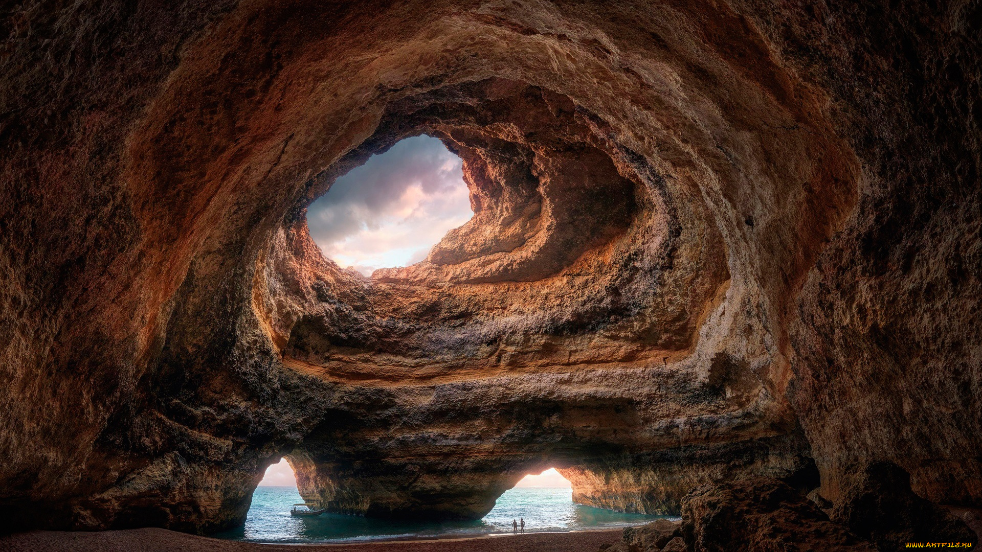 природа, другое, benagil, caves, португалия