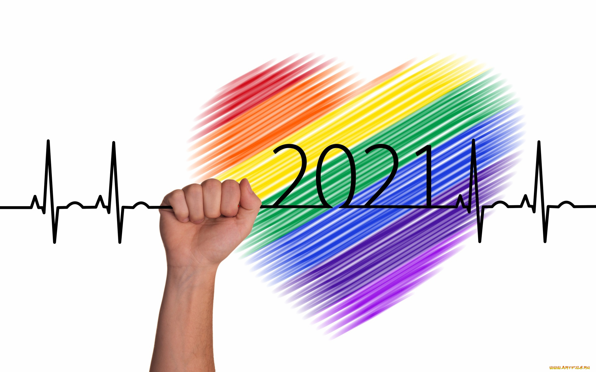 праздничные, -, разное, , новый, год, ритм, сердце, рука, год