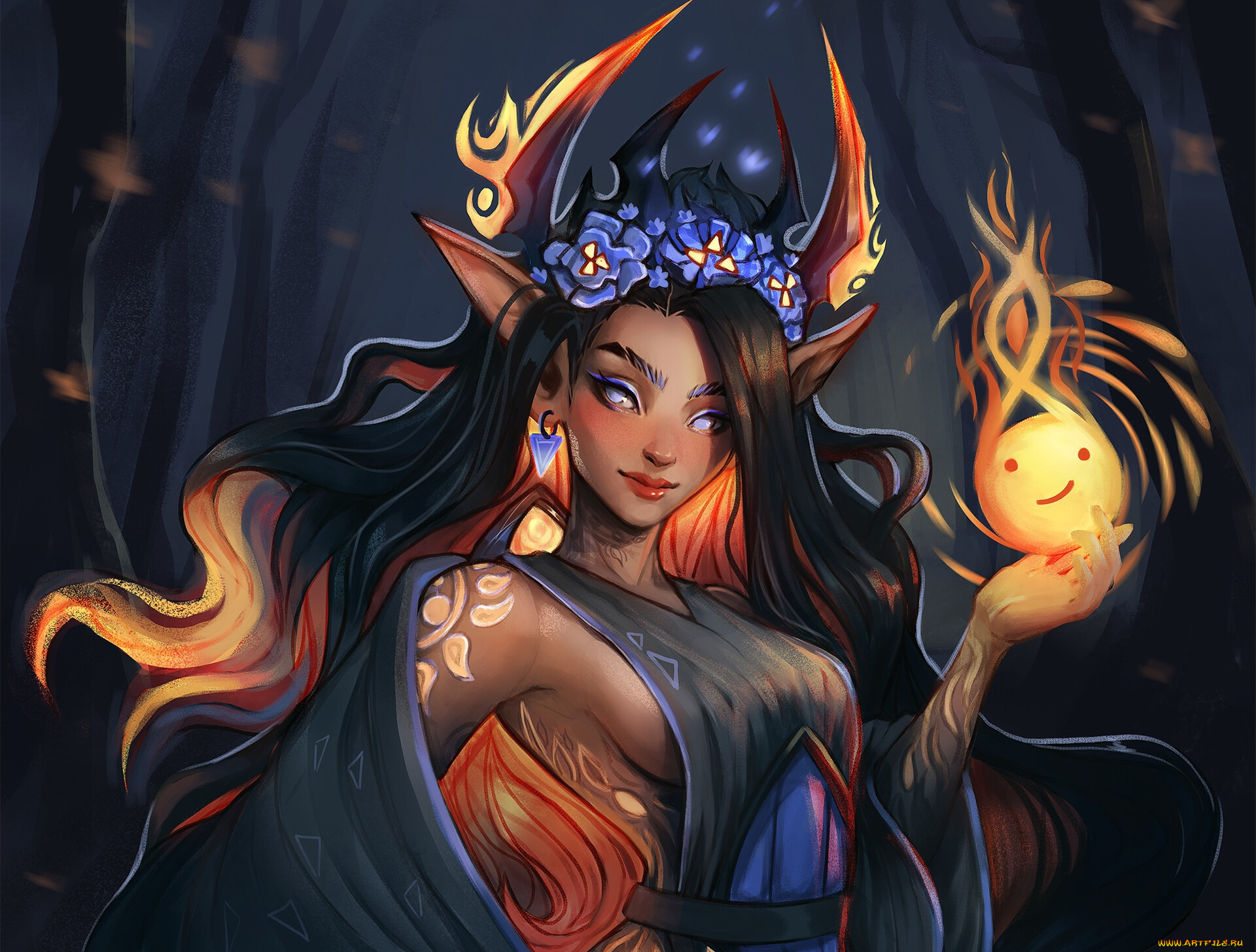 фэнтези, демоны, эльфийка