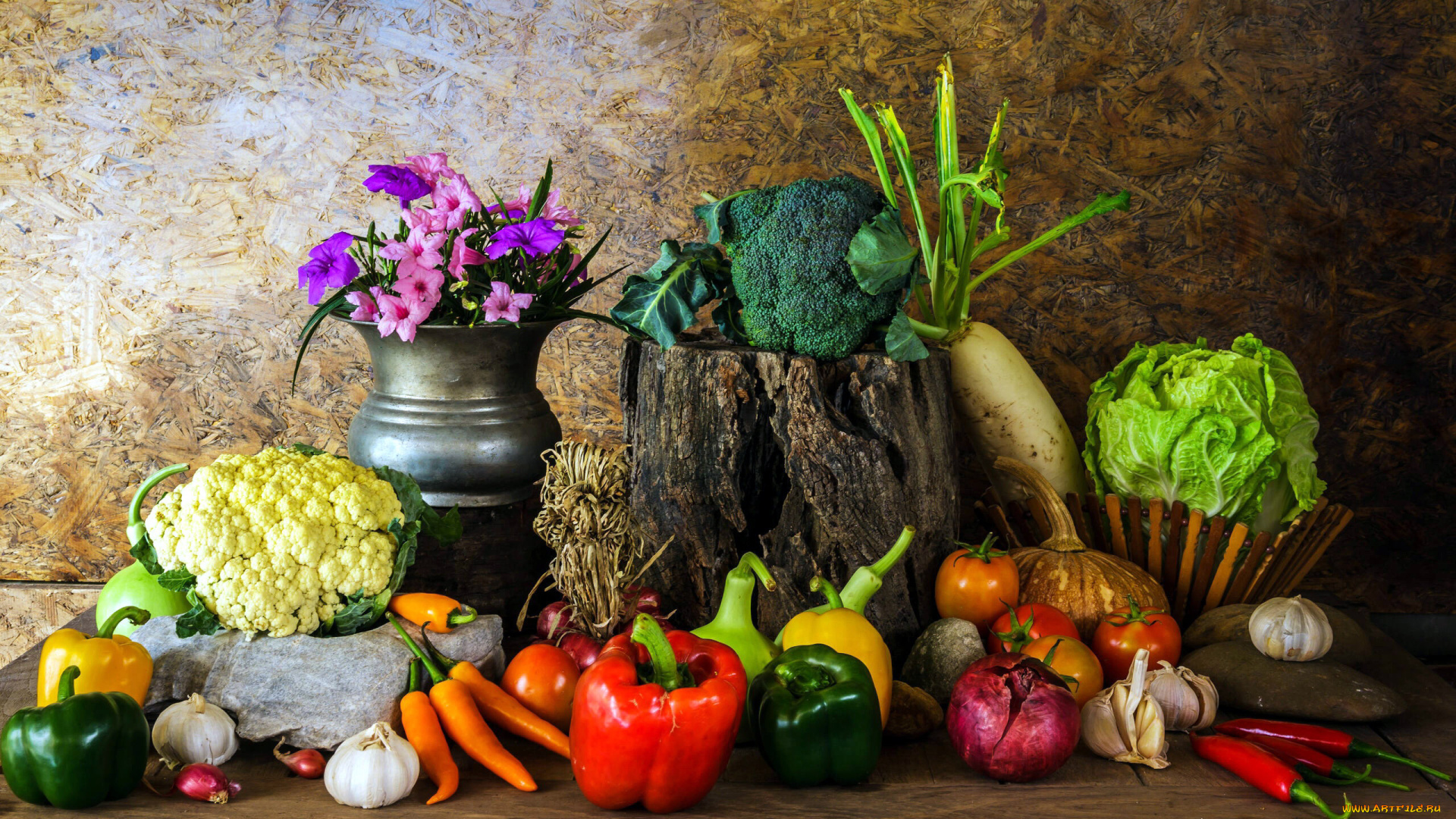 еда, овощи, капуста, перец, морковь, овощное, ассорти