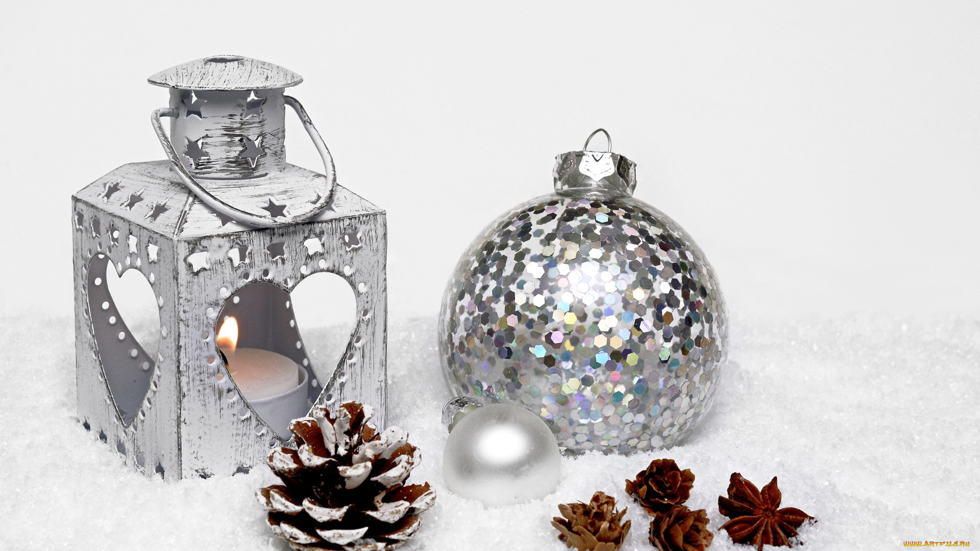 праздничные, украшения, фонарь, шишки, шар