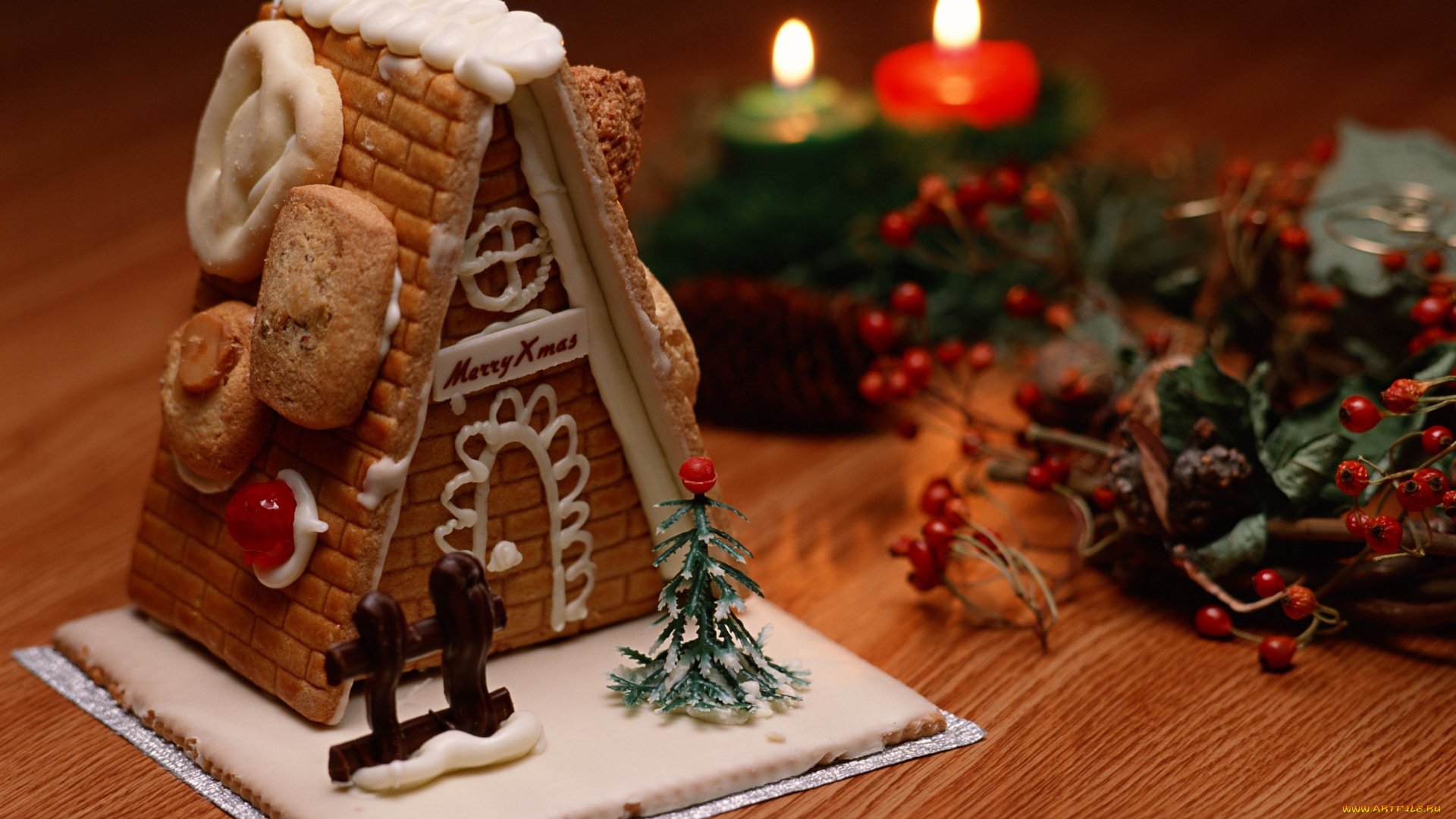 пряничный, домик, праздничные, угощения, праздник, пряничный, домик, рождество