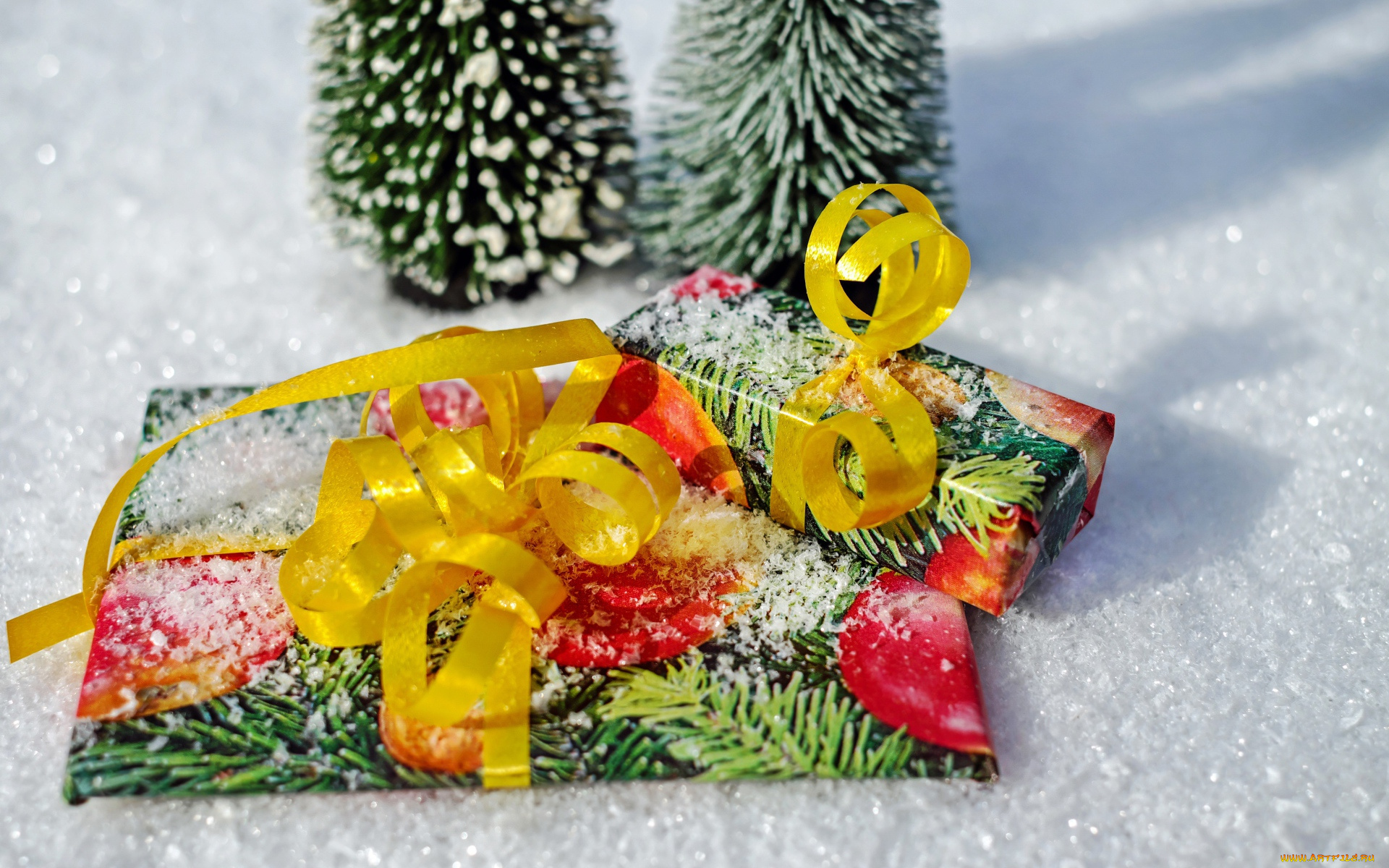 праздничные, подарки, и, коробочки, снег, подарки, коробки