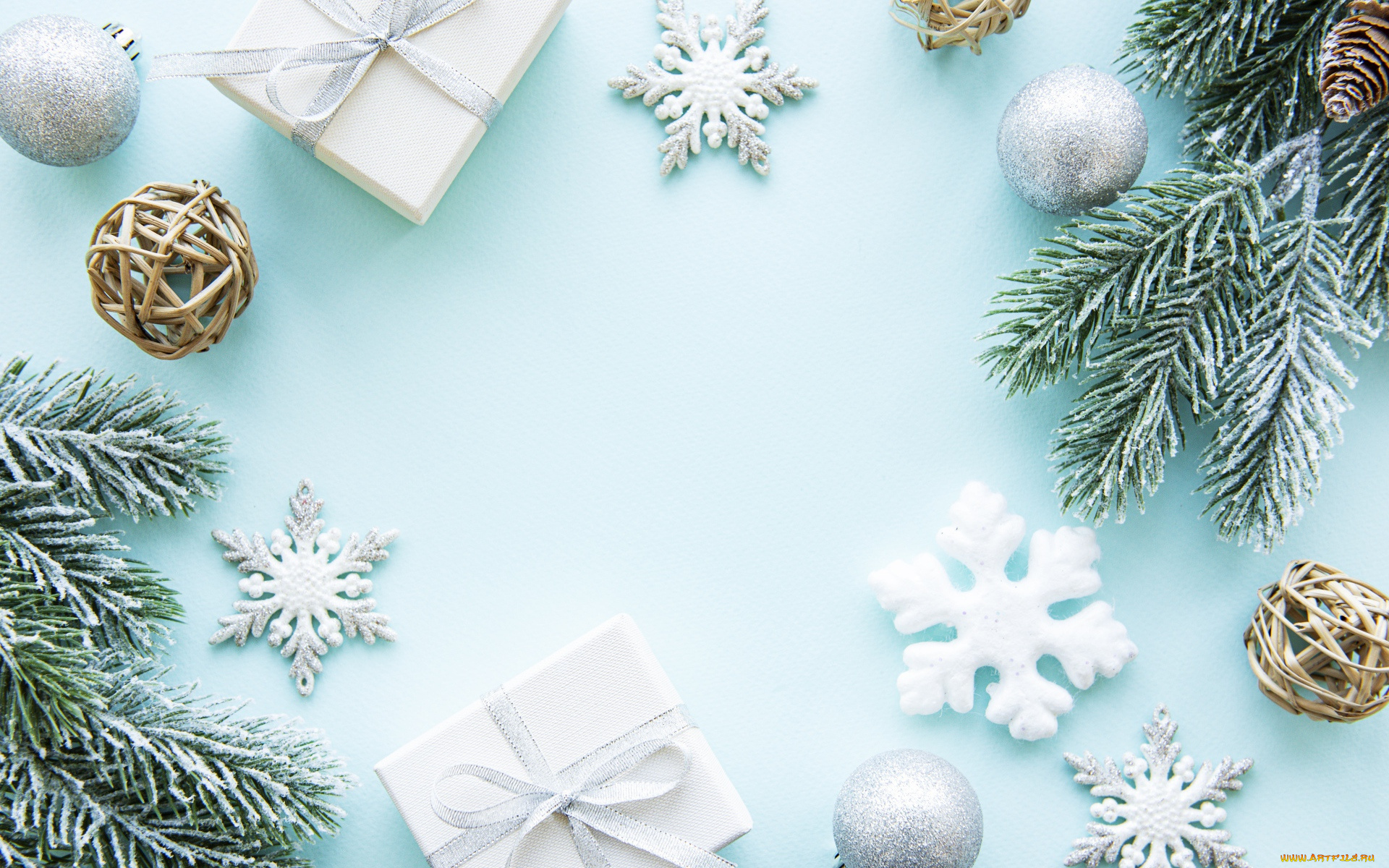 праздничные, подарки, и, коробочки, ёлка, шарики, снежинки, коробки, подарки