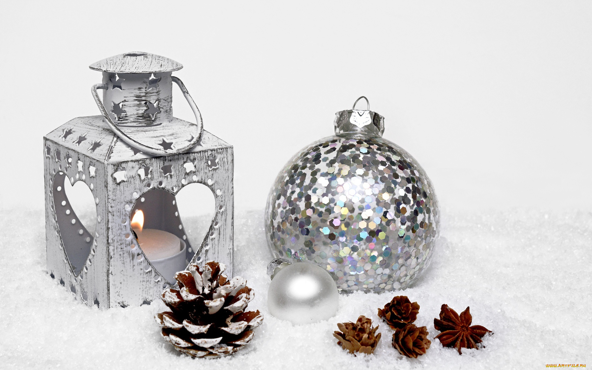 праздничные, украшения, фонарь, шишки, шар