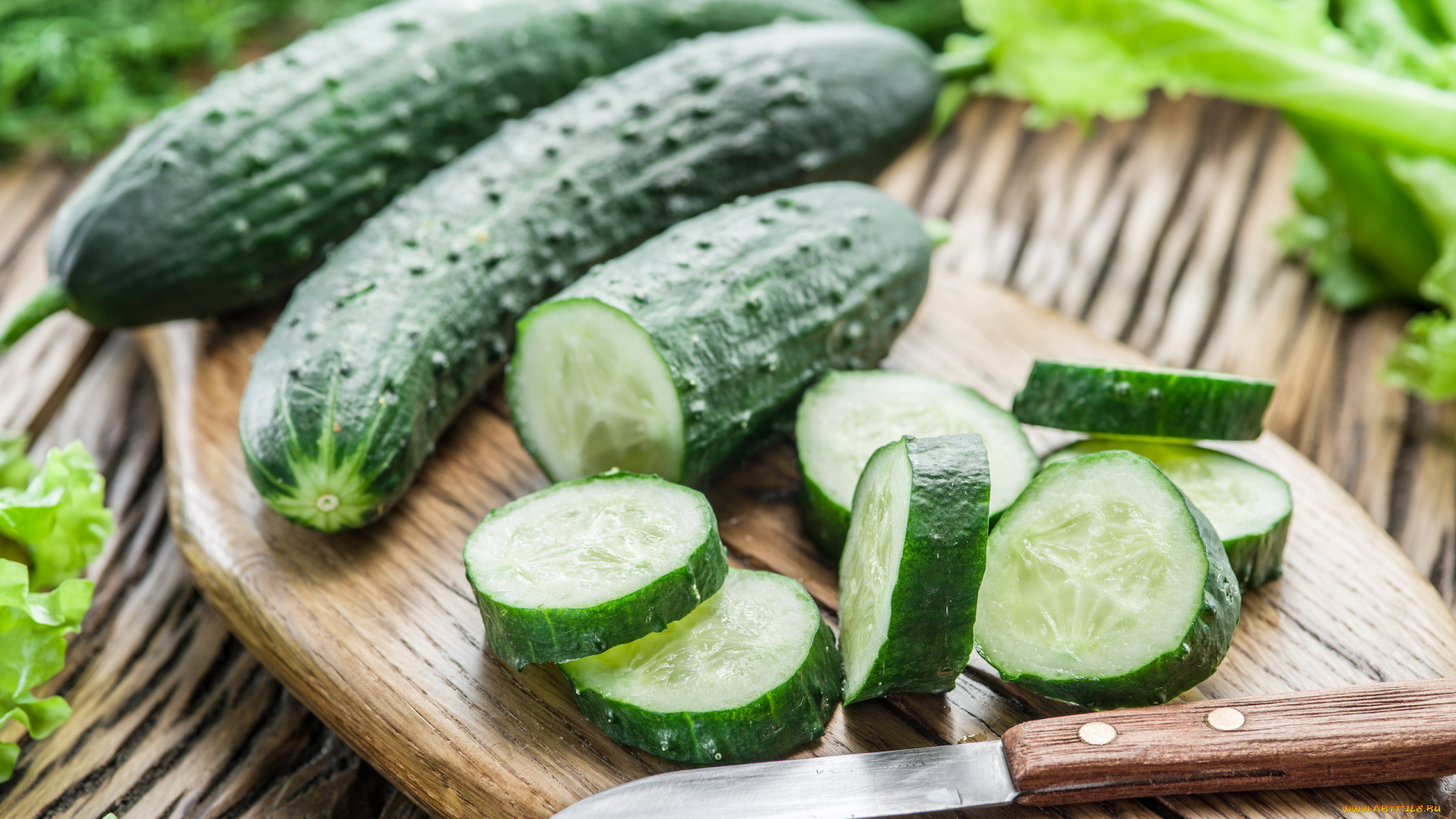 еда, огурцы, свежие, ломтики