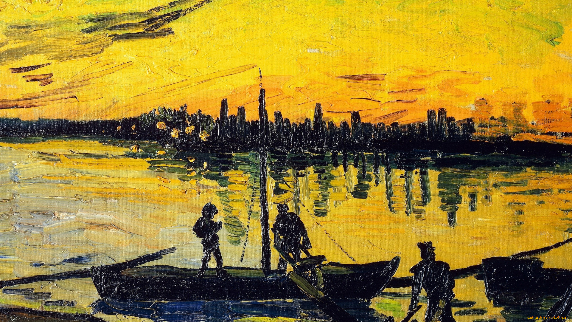 рисованное, vincent, van, gogh, винсент, ван, гог, угольные, баржи, 1888, музей, тиссена, борнемисы, мадрид