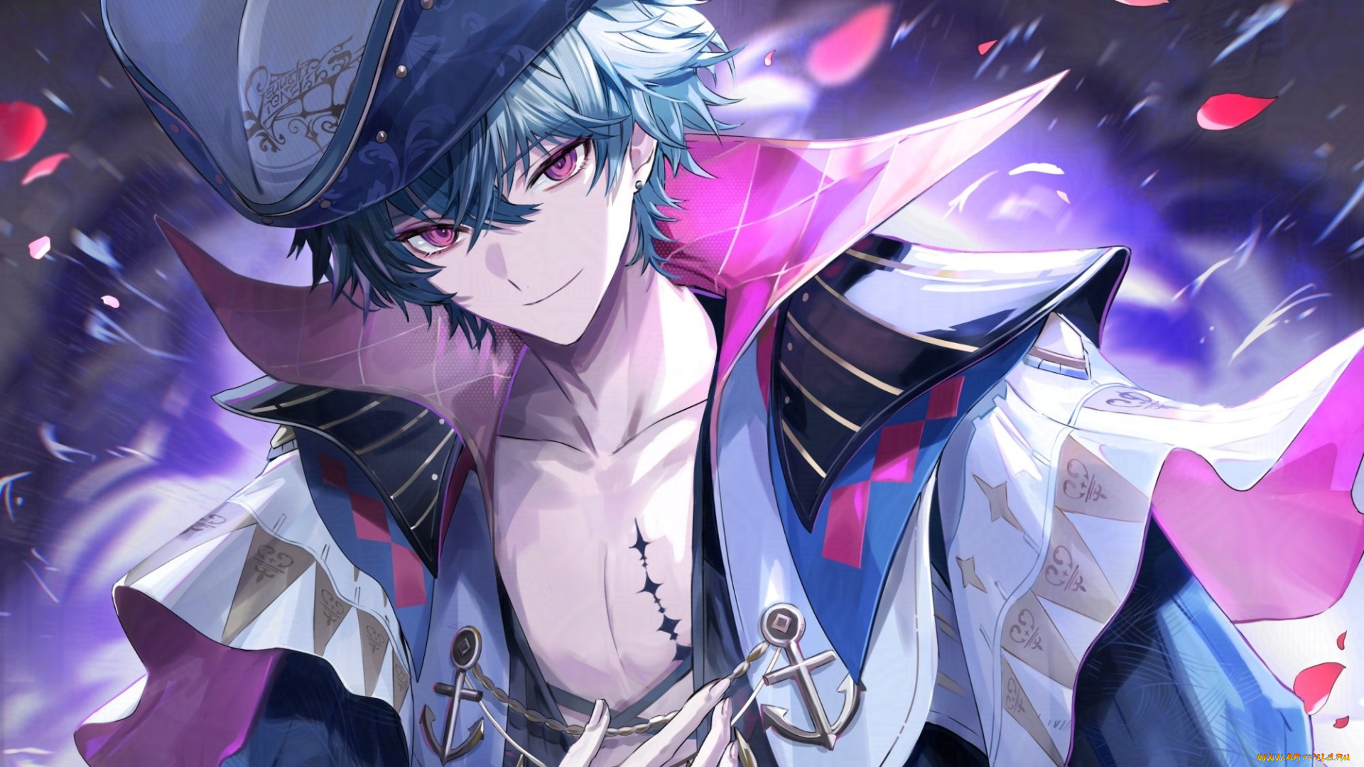 аниме, wuthering, waves, парень