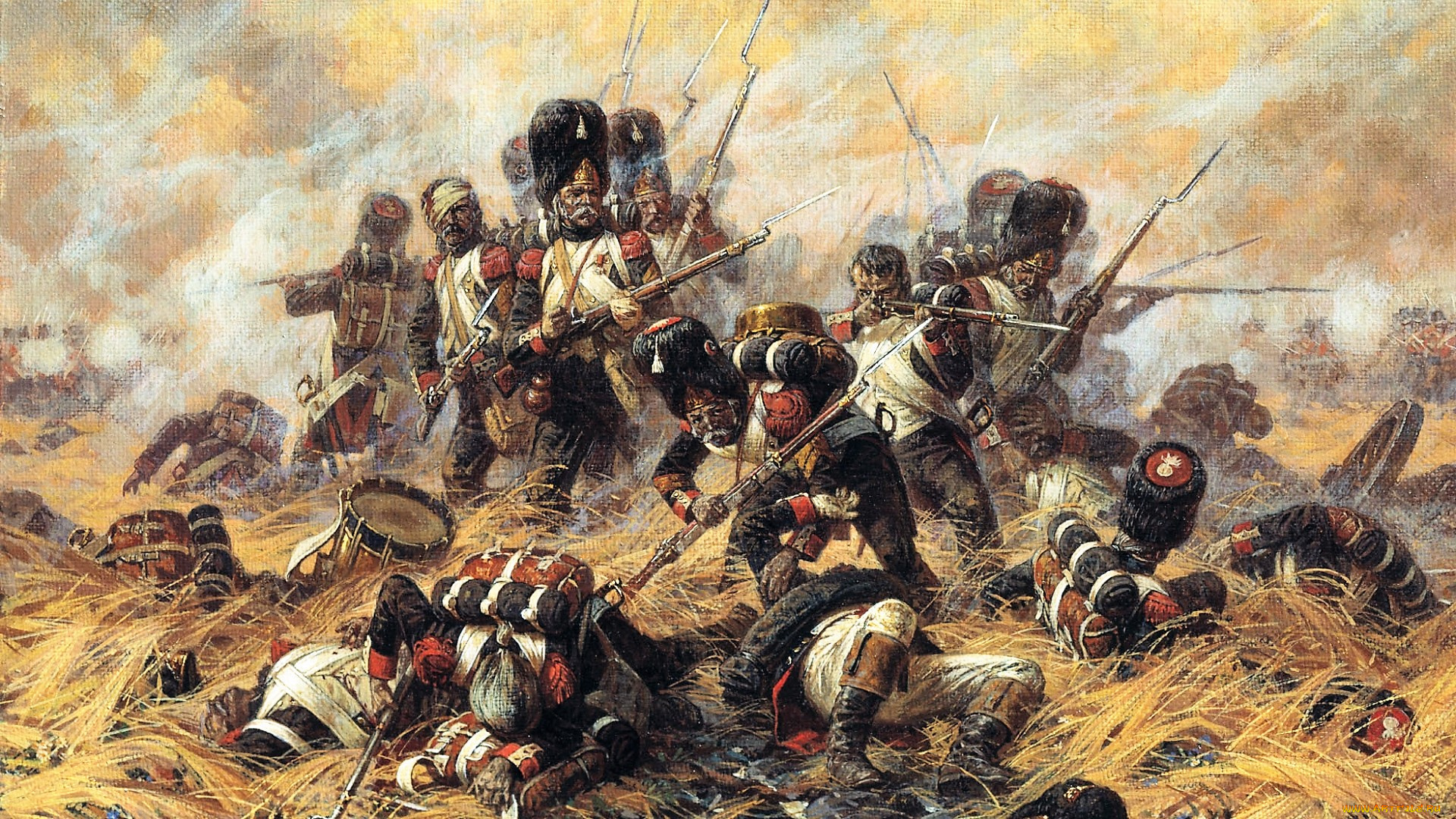 рисованное, армия, люди, солдаты, оружие, форма, война, поле