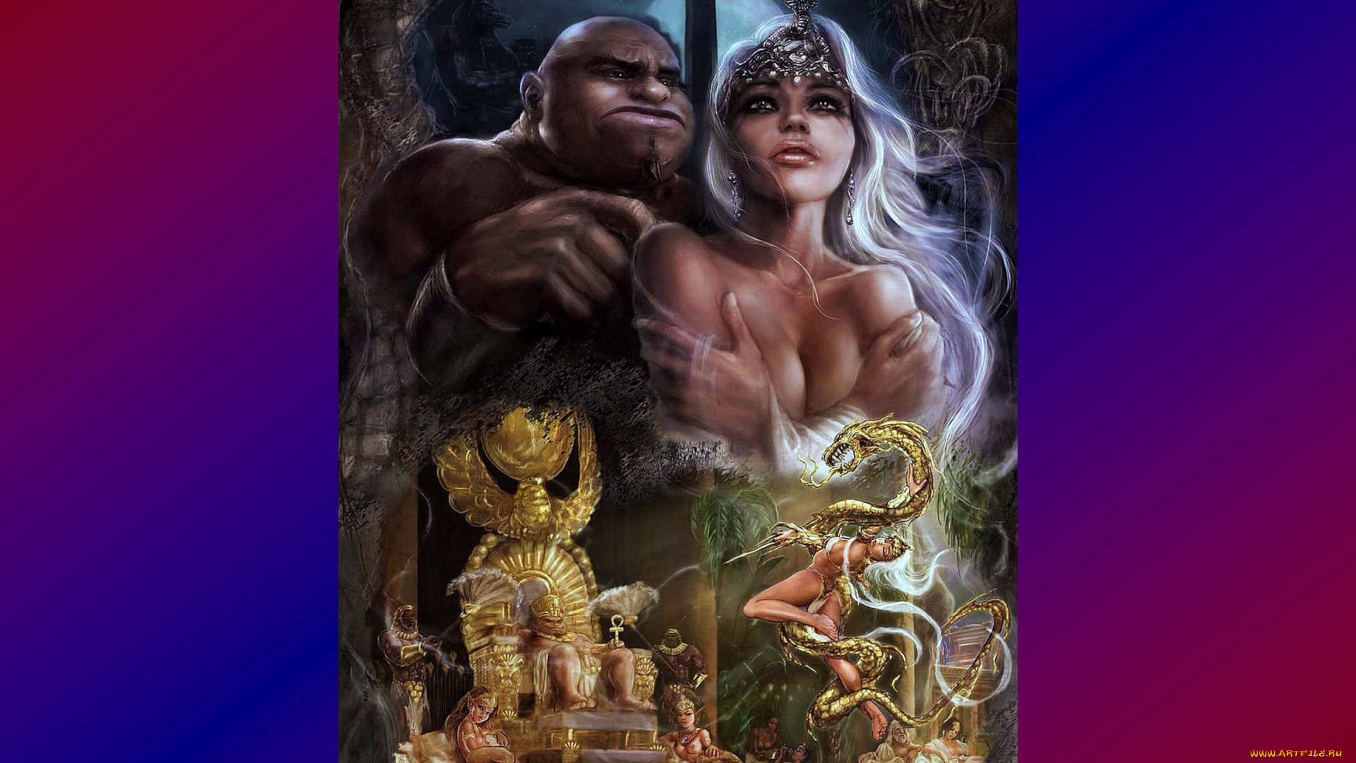 танец, со, змеей, фэнтези, люди