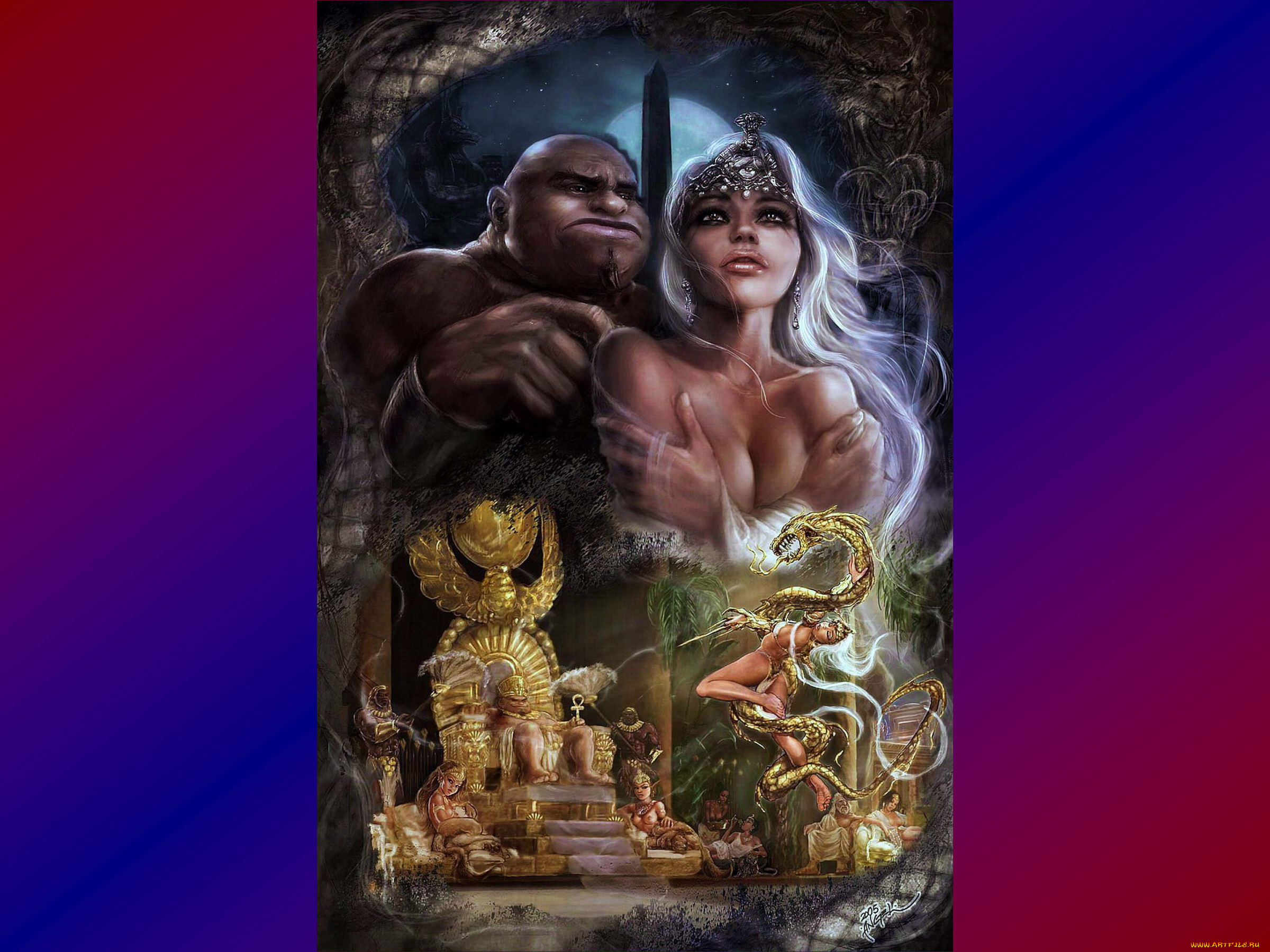 танец, со, змеей, фэнтези, люди