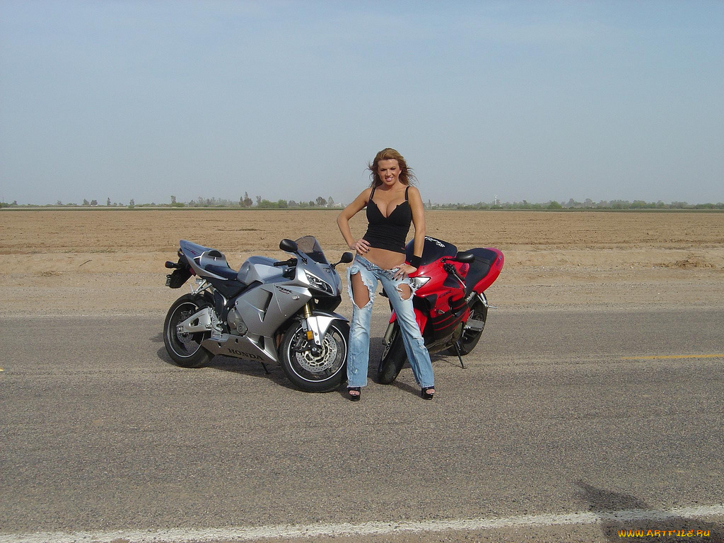 мотоциклы, мото, девушкой