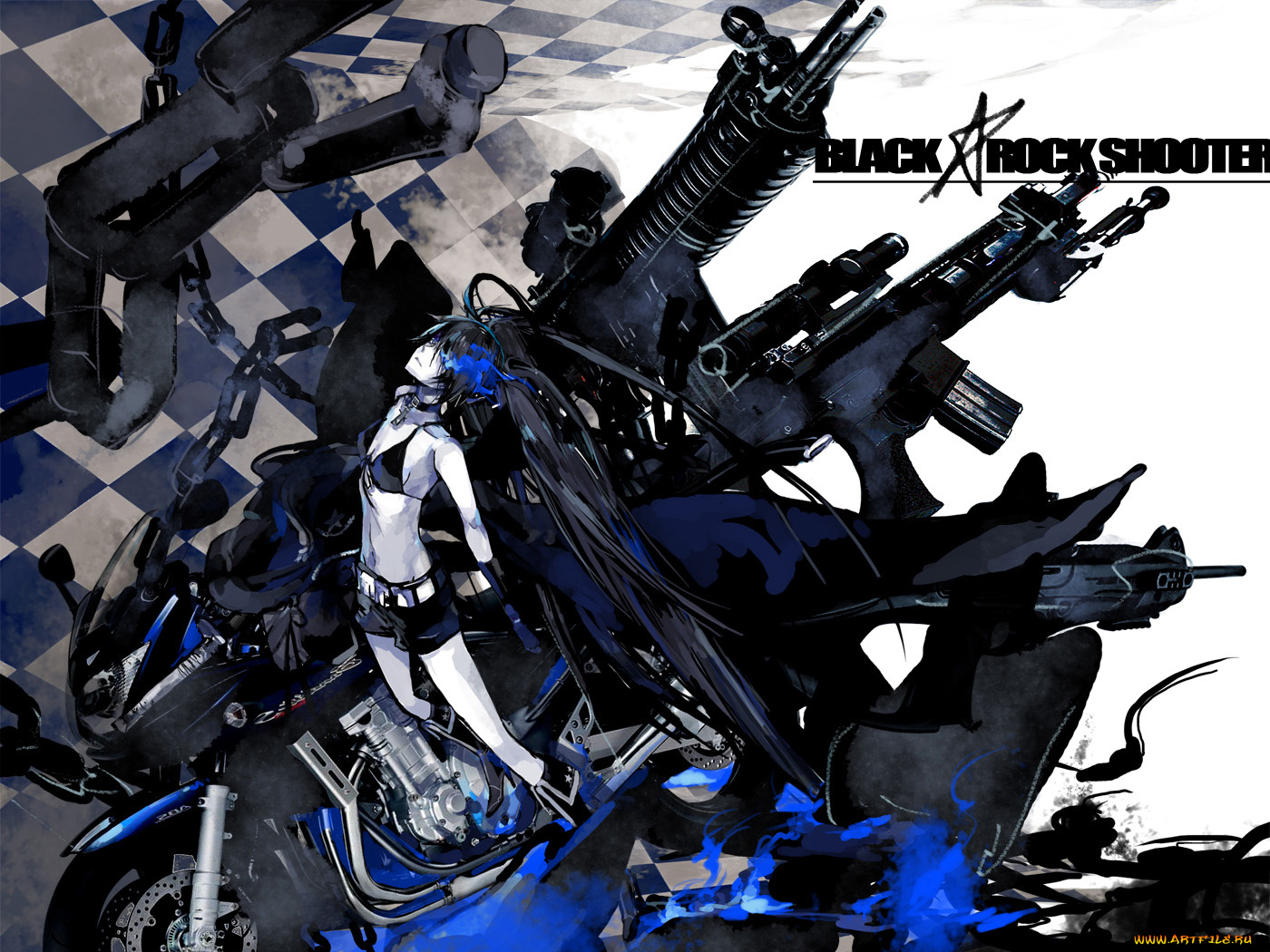 аниме, black, rock, shooter