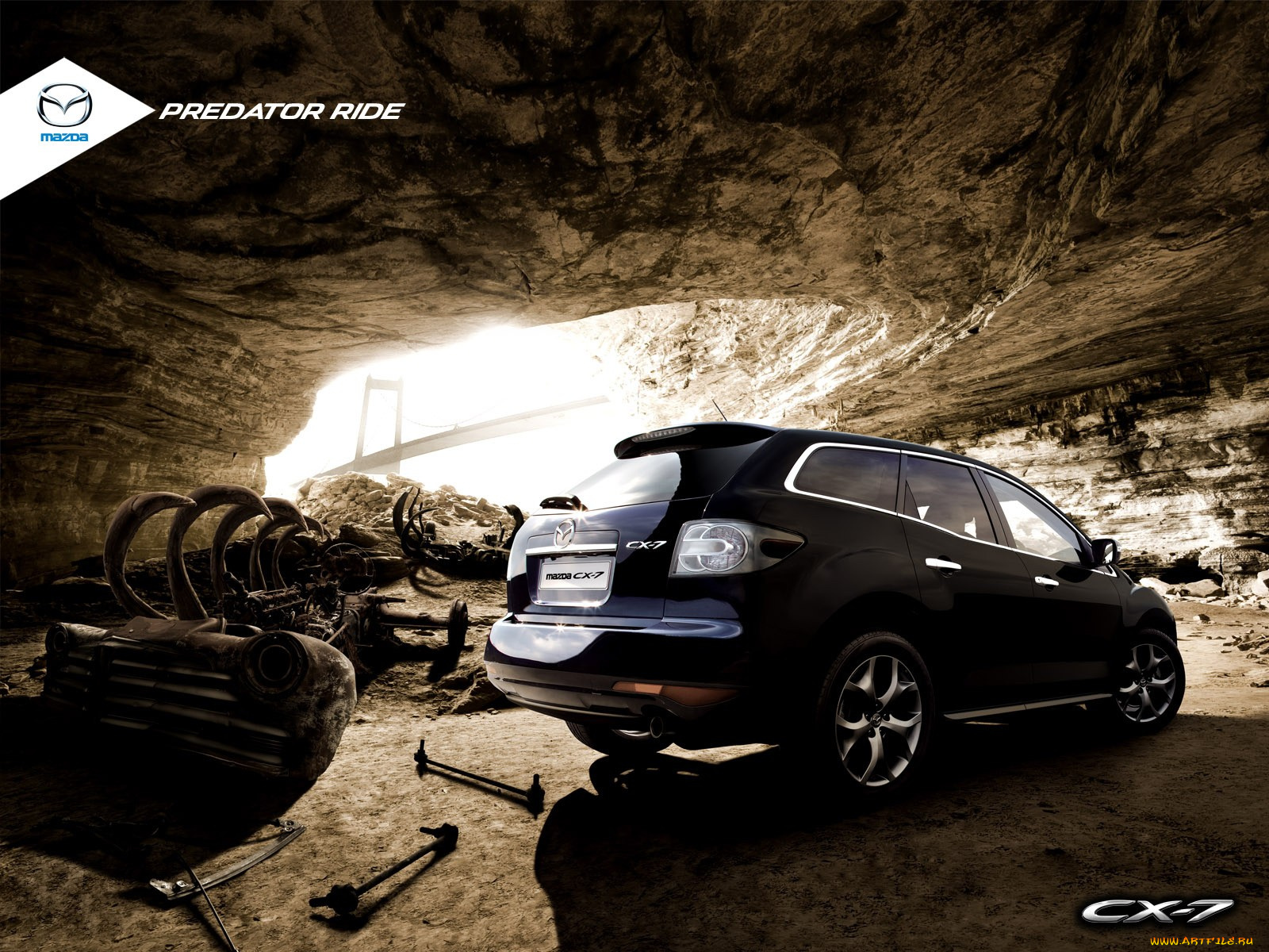 автомобили, mazda, пещера, кости, мазда