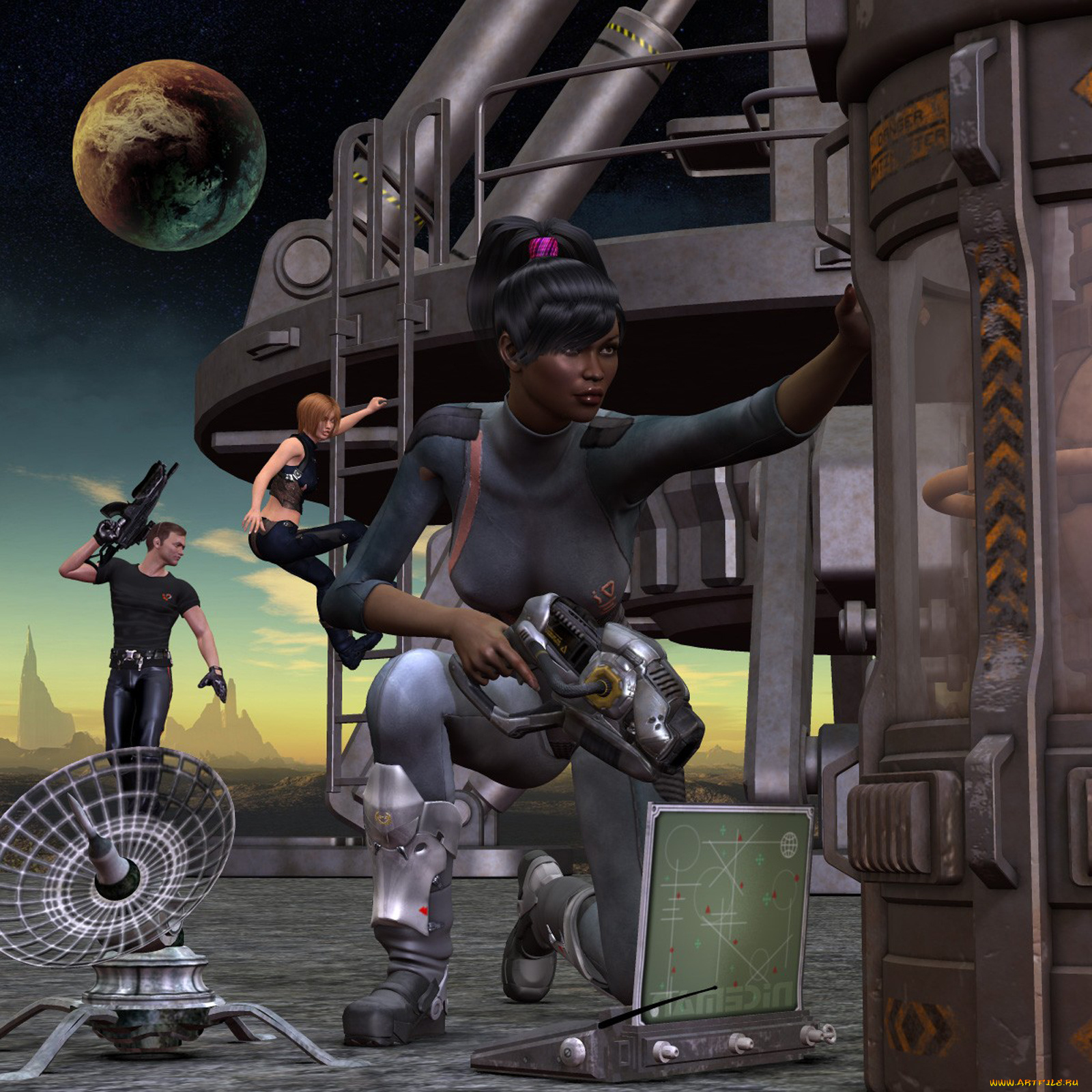 3д, графика, fantasy, фантазия, война, луна