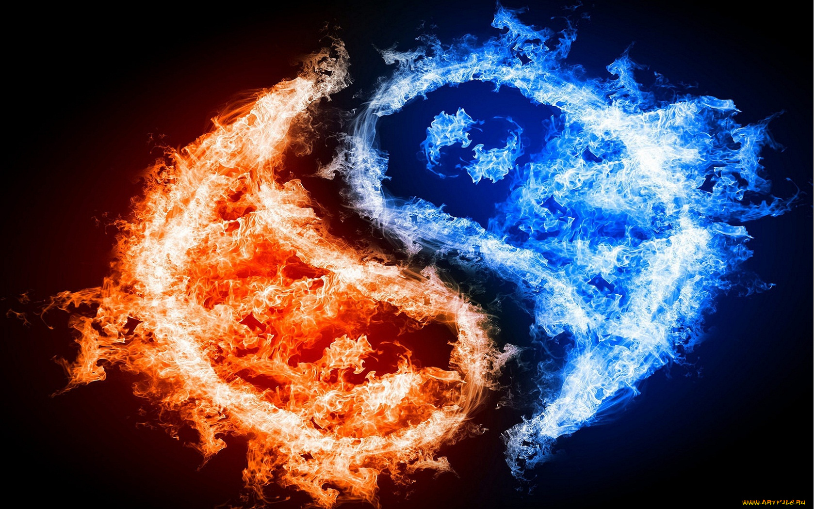 инь, янь, 3д, графика, yin, yang, Янь, синий, красный