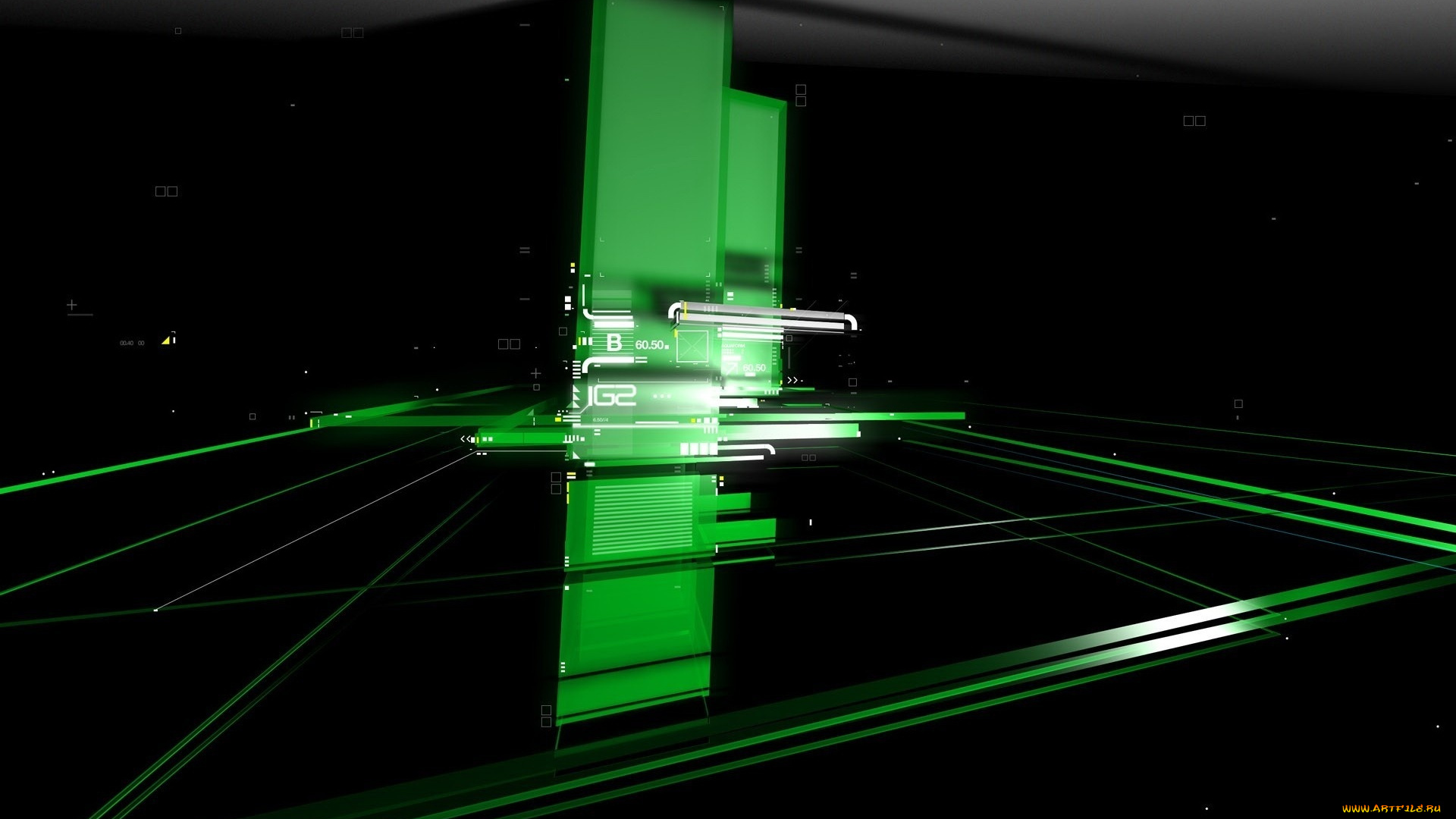 3д, графика, abstract, абстракции, зеленый, черный, пластины