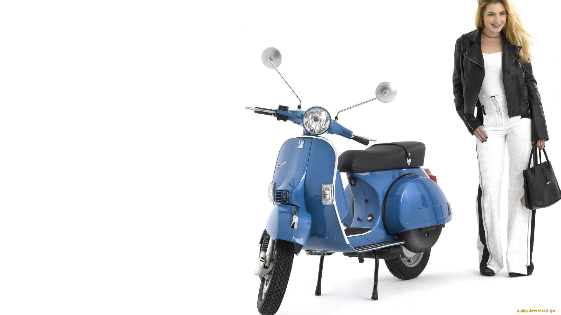 мотоциклы, мото, девушкой, vespa, px, 150, девушка