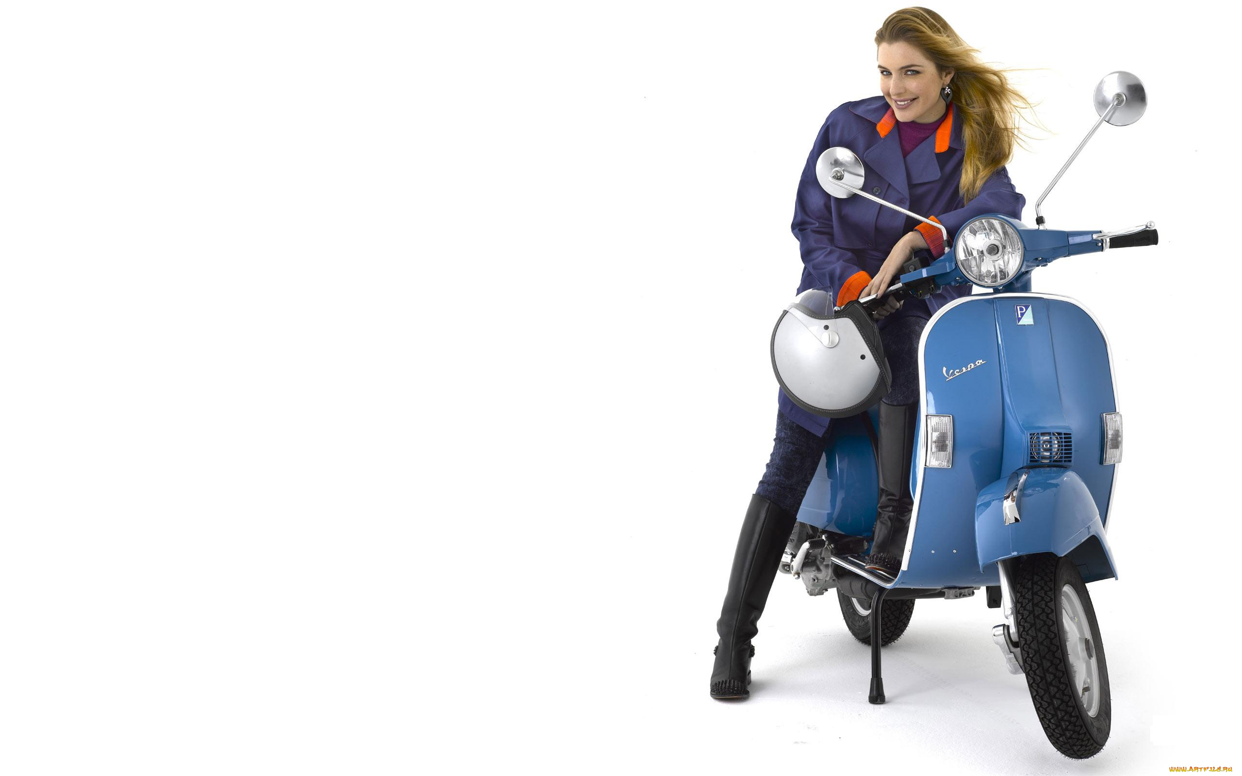 мотоциклы, мото, девушкой, vespa, px, 150, девушка