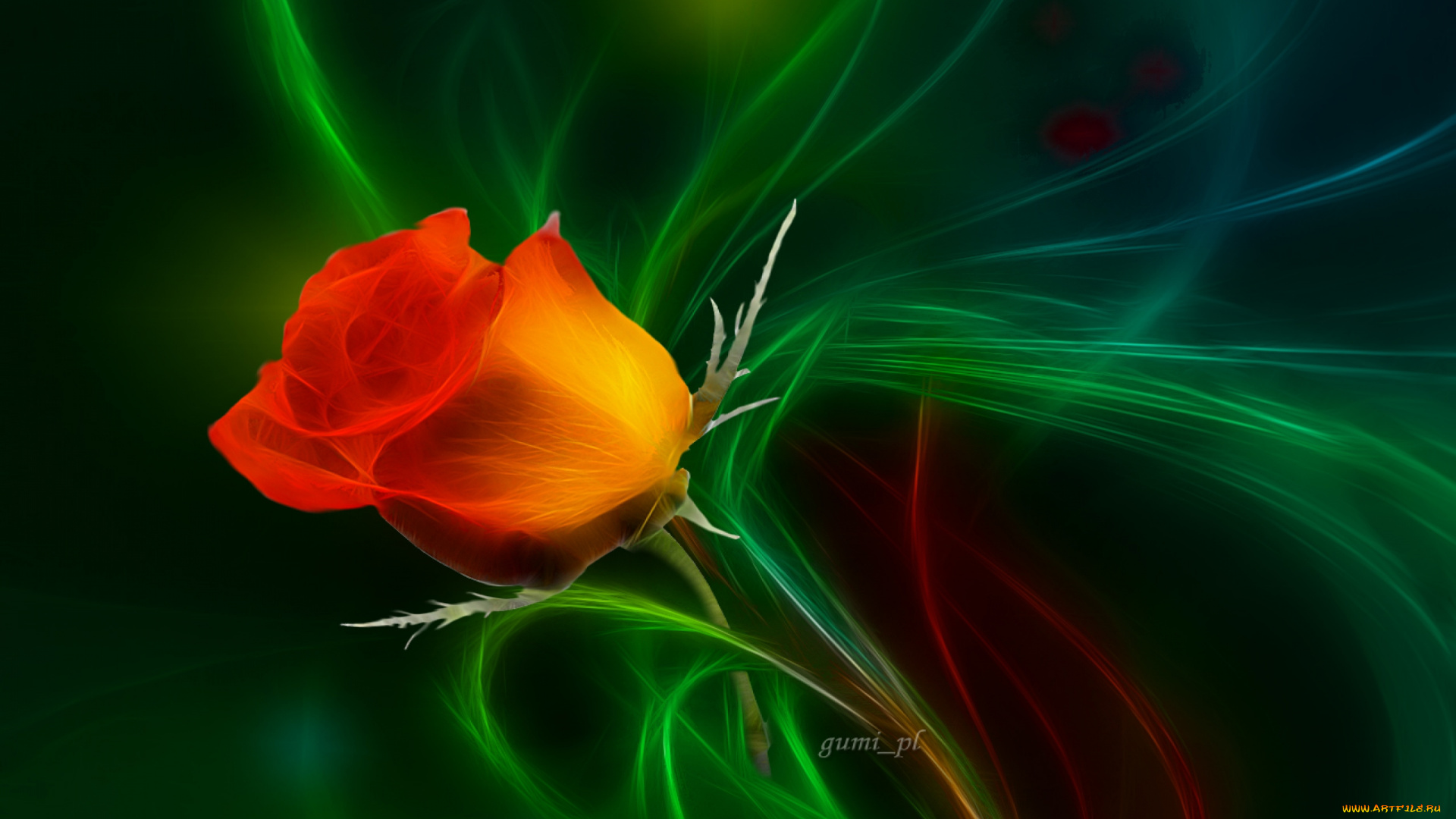 3д, графика, flowers, цветы, фон, роза