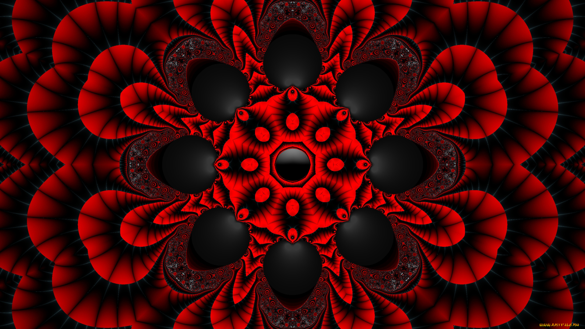 3д, графика, fractal, фракталы, узор, красный