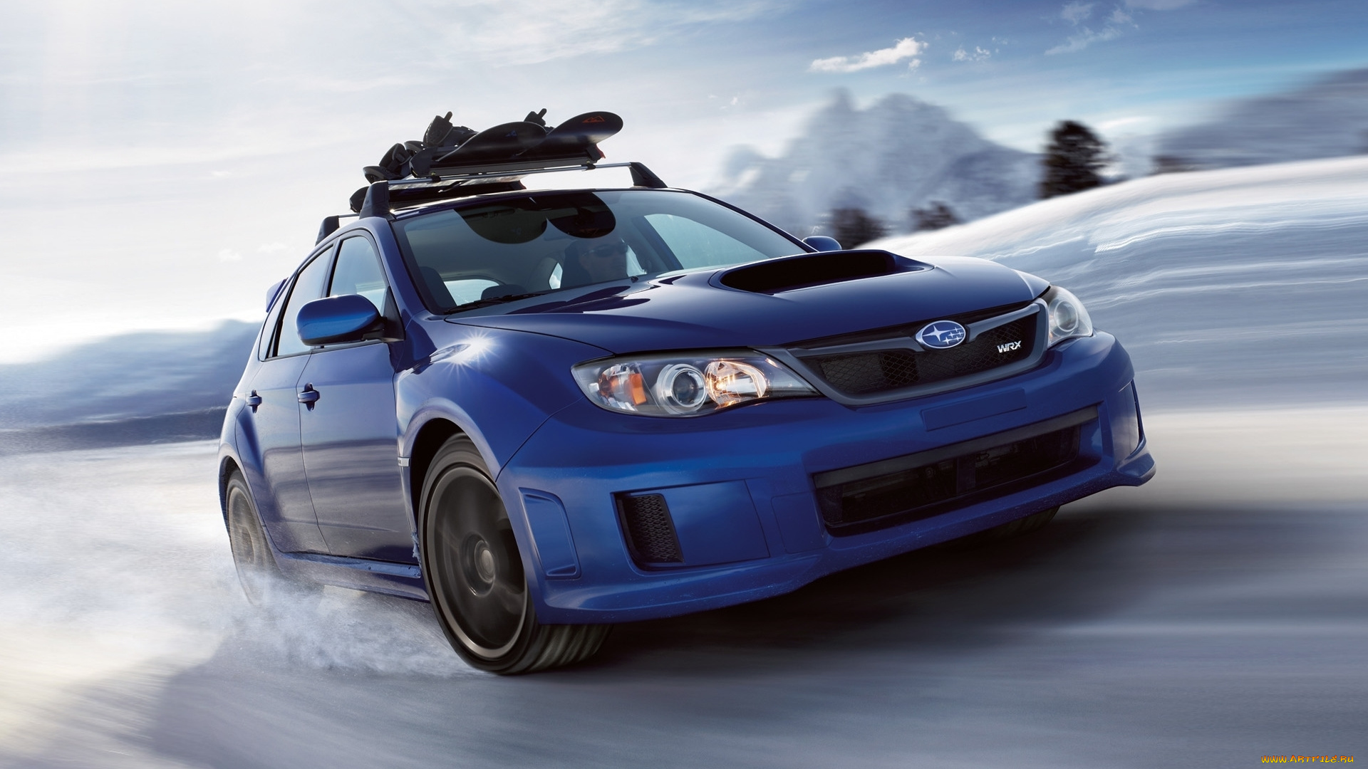 subaru, impreza, автомобили, багажник, скорость, зима, синяя