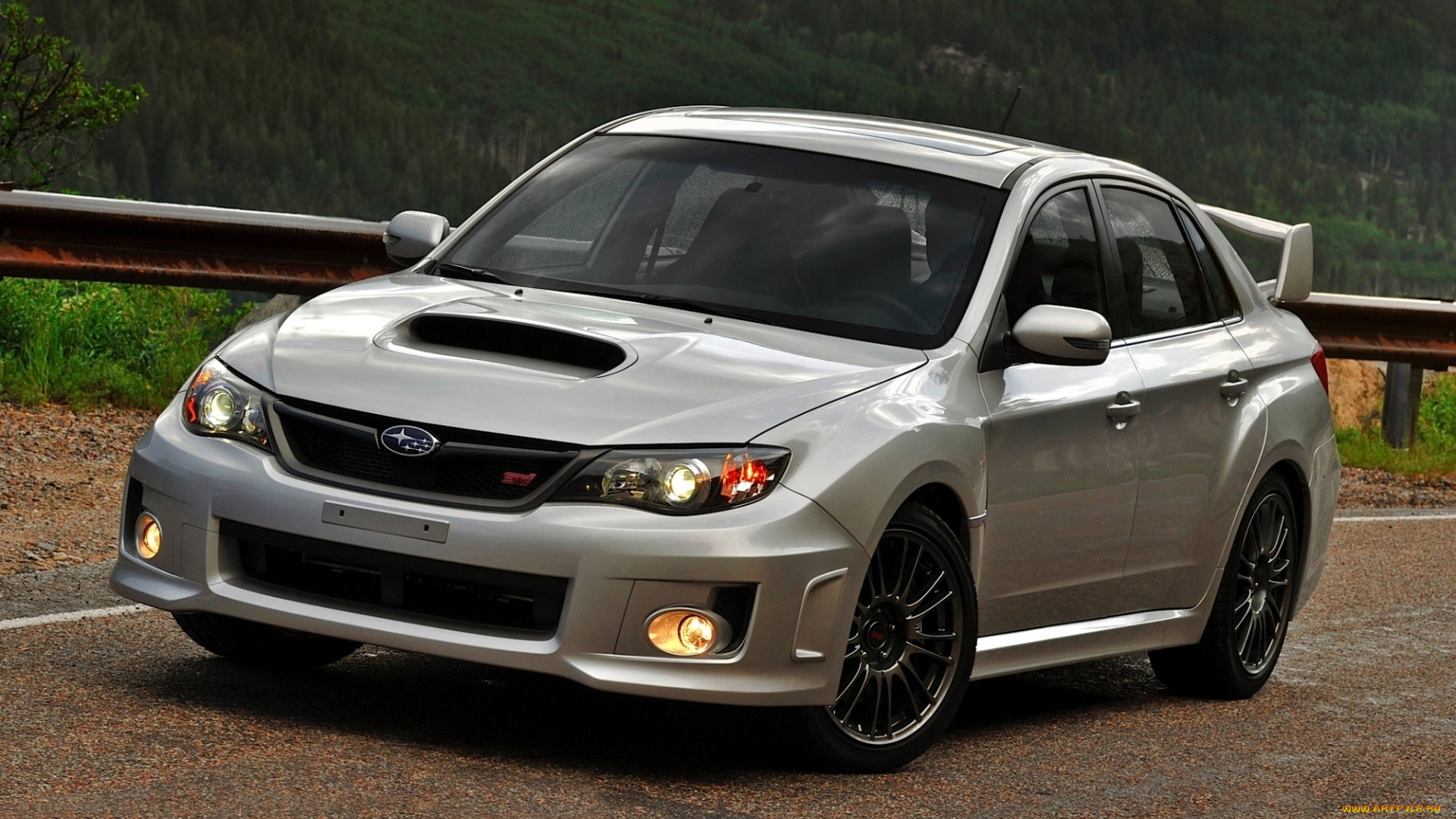 subaru, impreza, автомобили, серая, шоссе