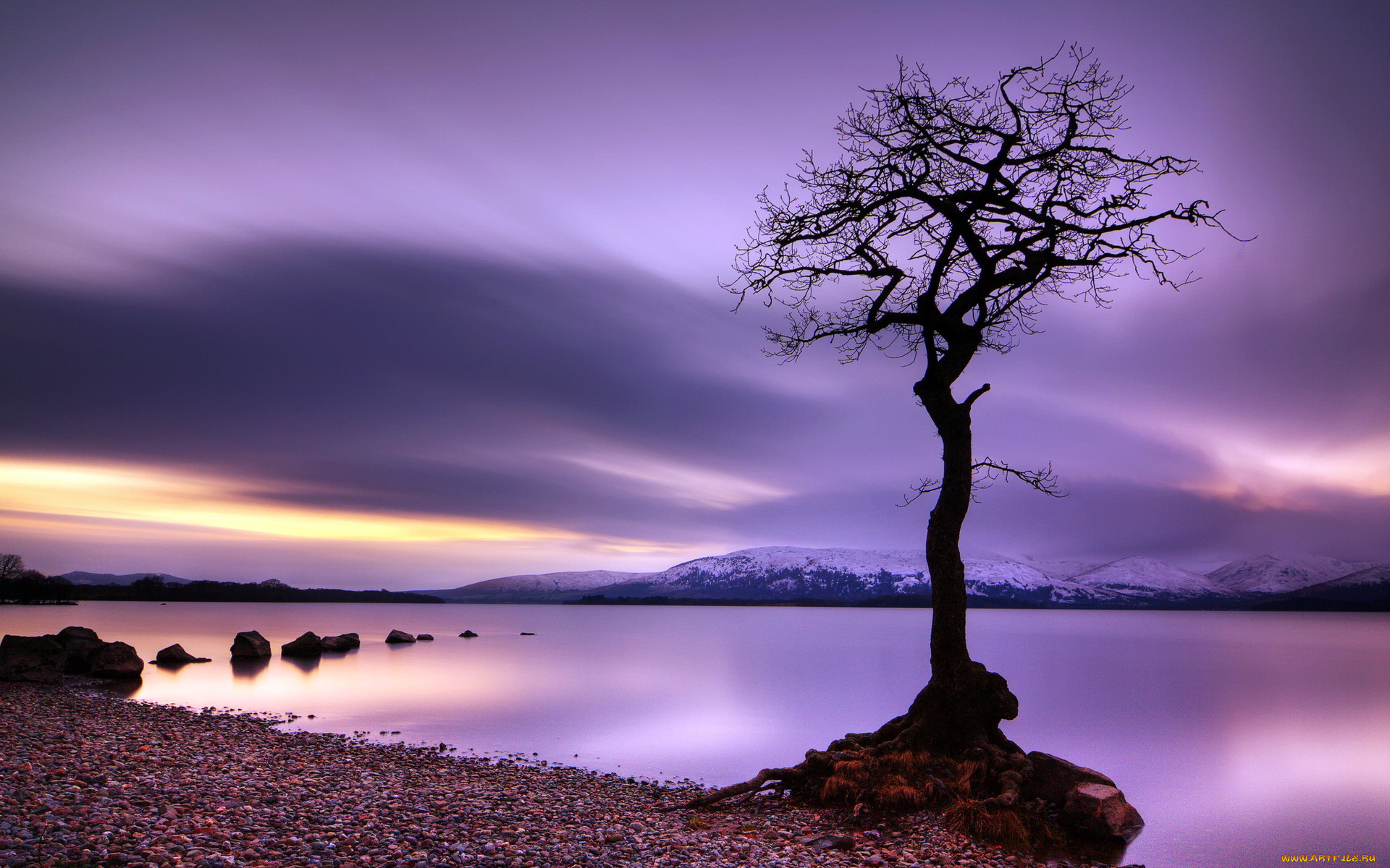 природа, реки, озера, дерево, тучи, горы, озеро