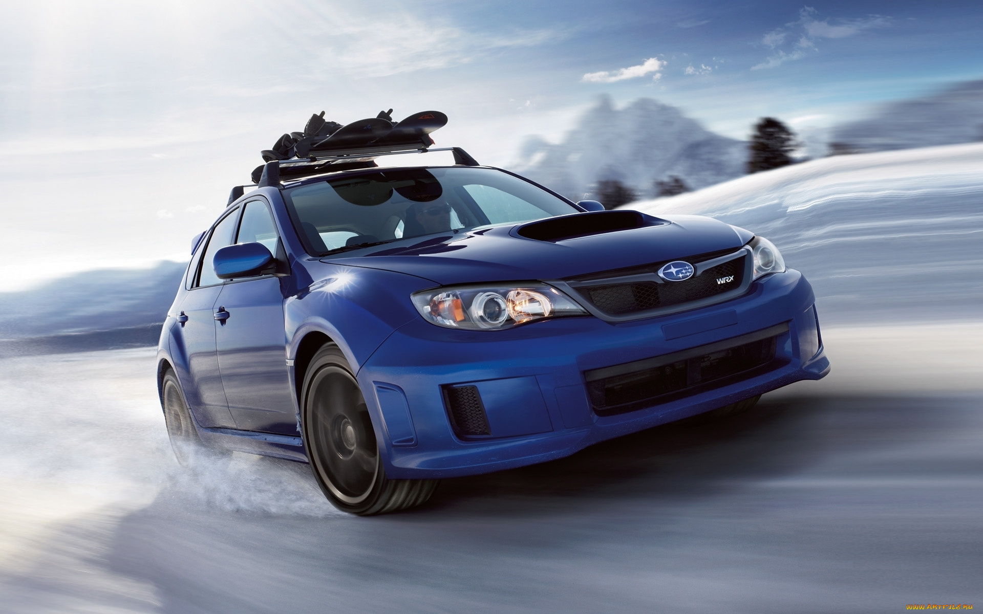 subaru, impreza, автомобили, багажник, скорость, зима, синяя