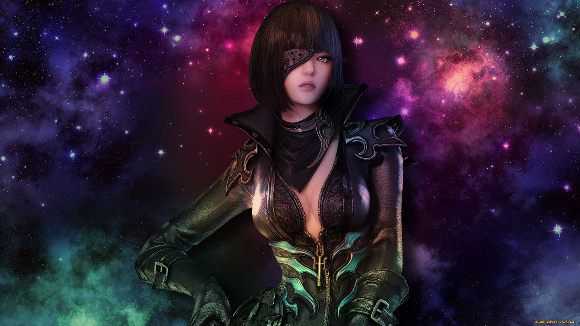 3д, графика, people, , люди, глаз, повязка, девушка, космос