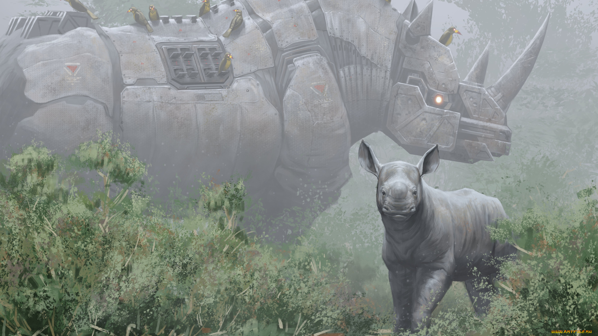 фэнтези, роботы, , киборги, , механизмы, носорог