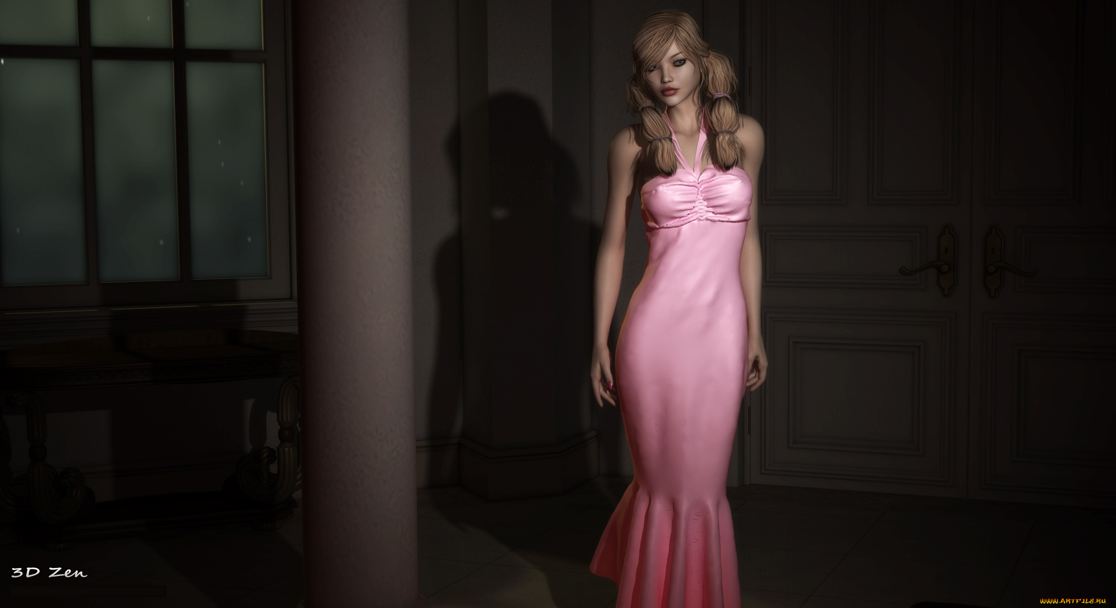 3д, графика, people, , люди, девушка, взгляд, платье