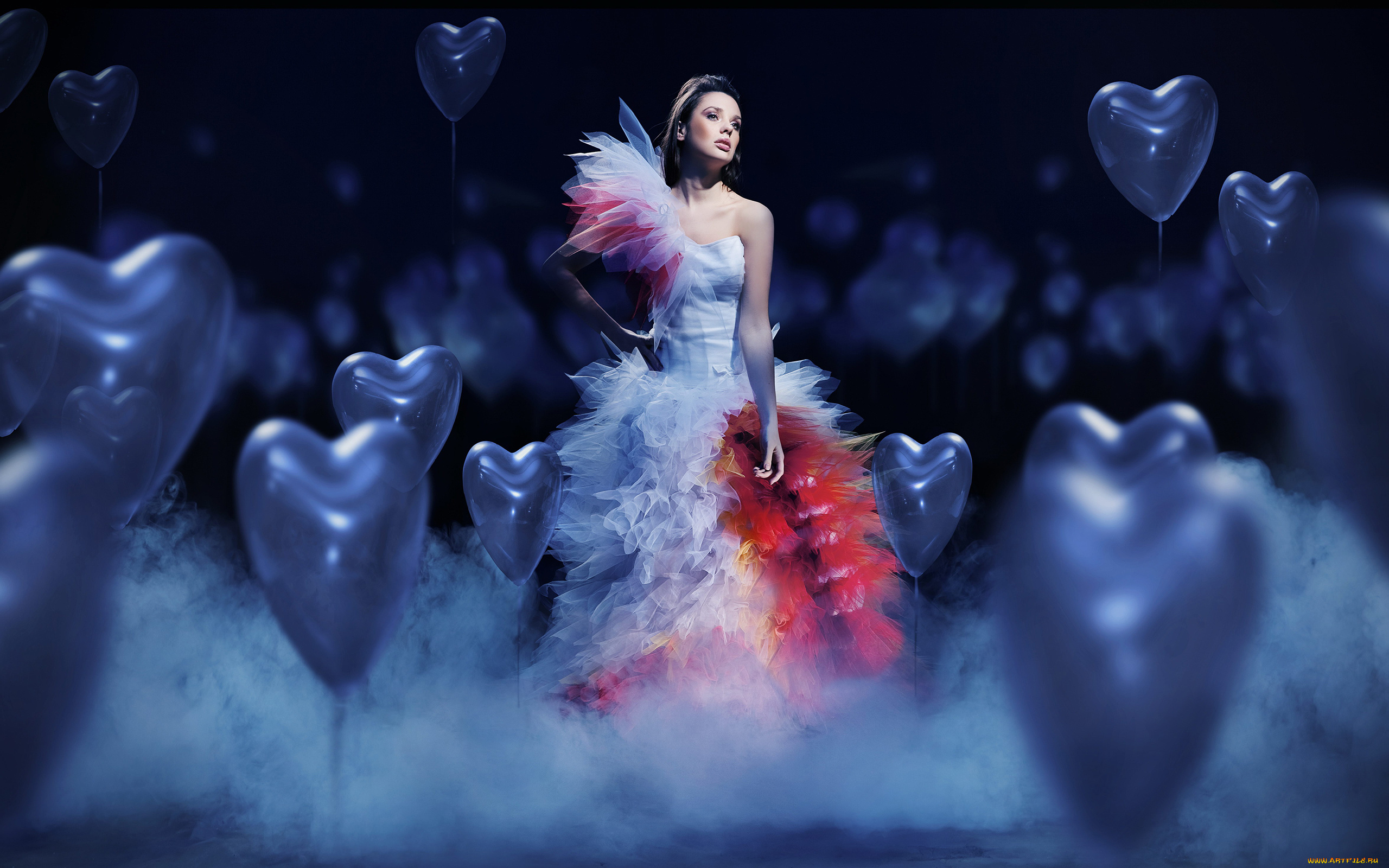 девушки, -unsort, , креатив, шары, платье