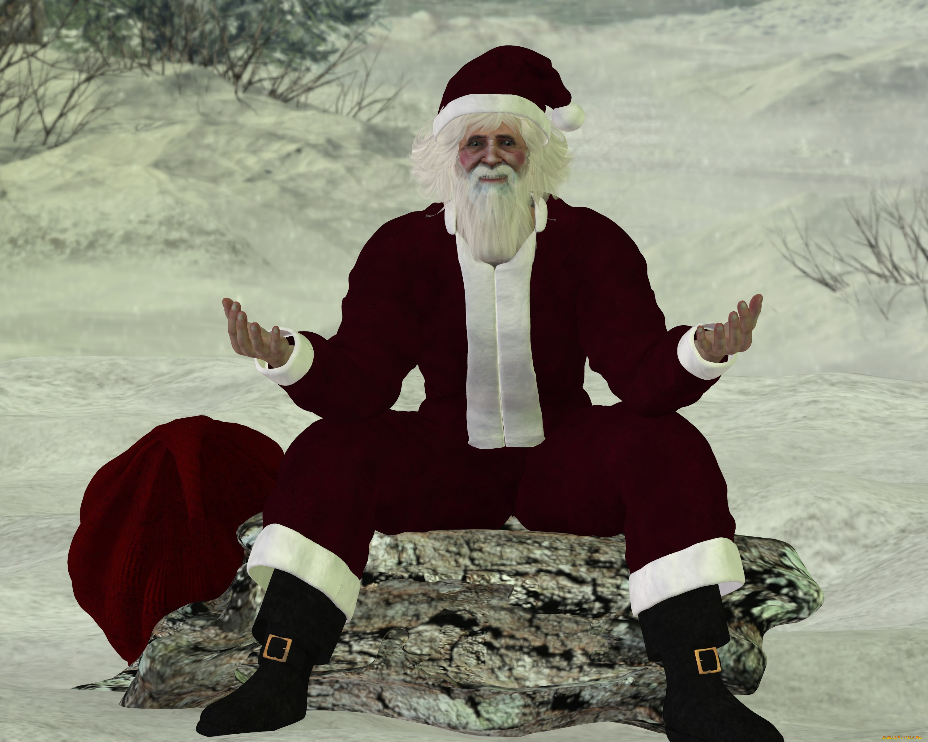 3д, графика, holidays, , праздники, санта, клаус