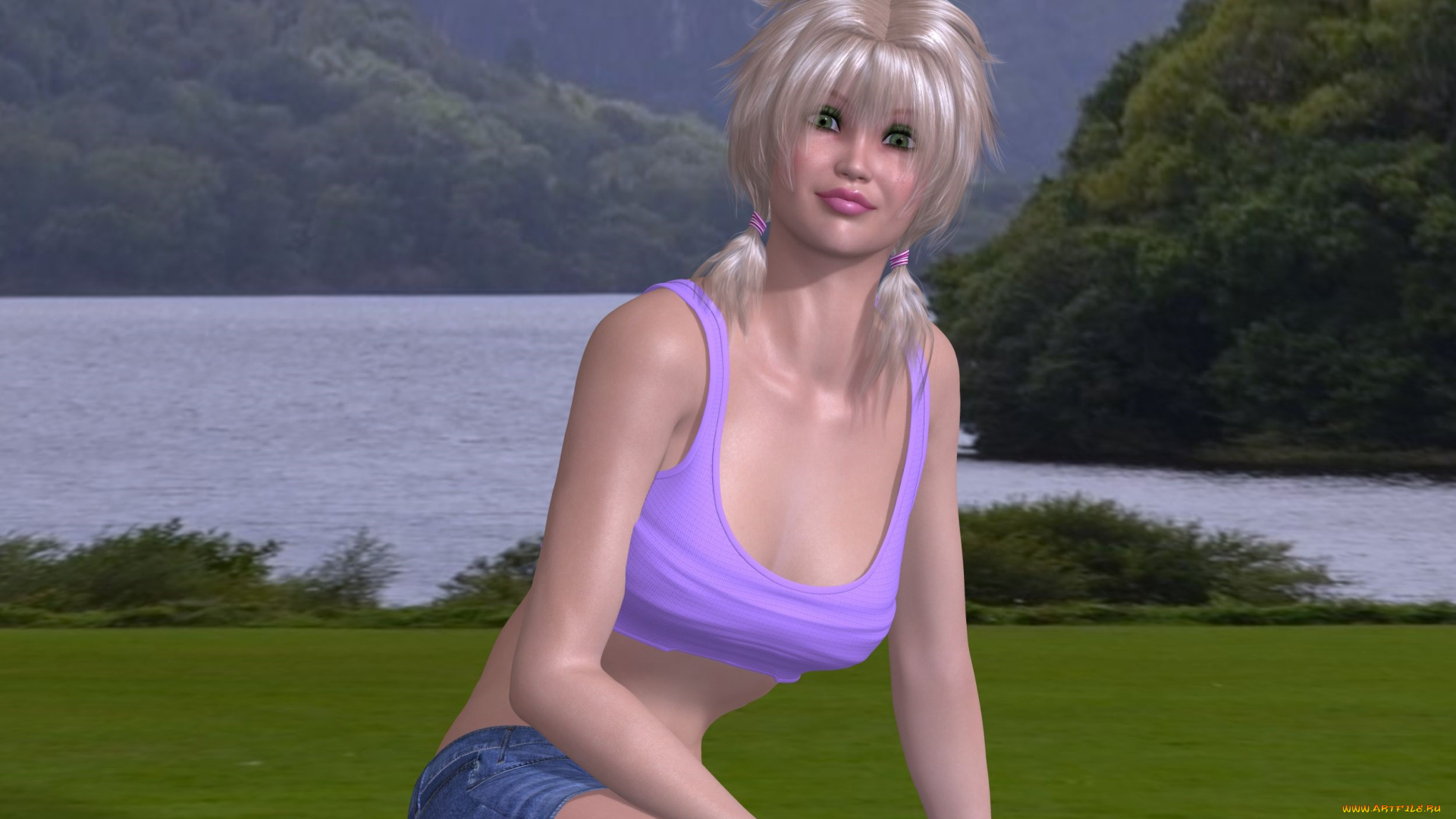 3д, графика, люди, , people, блондинка, фон, взгляд, девушка