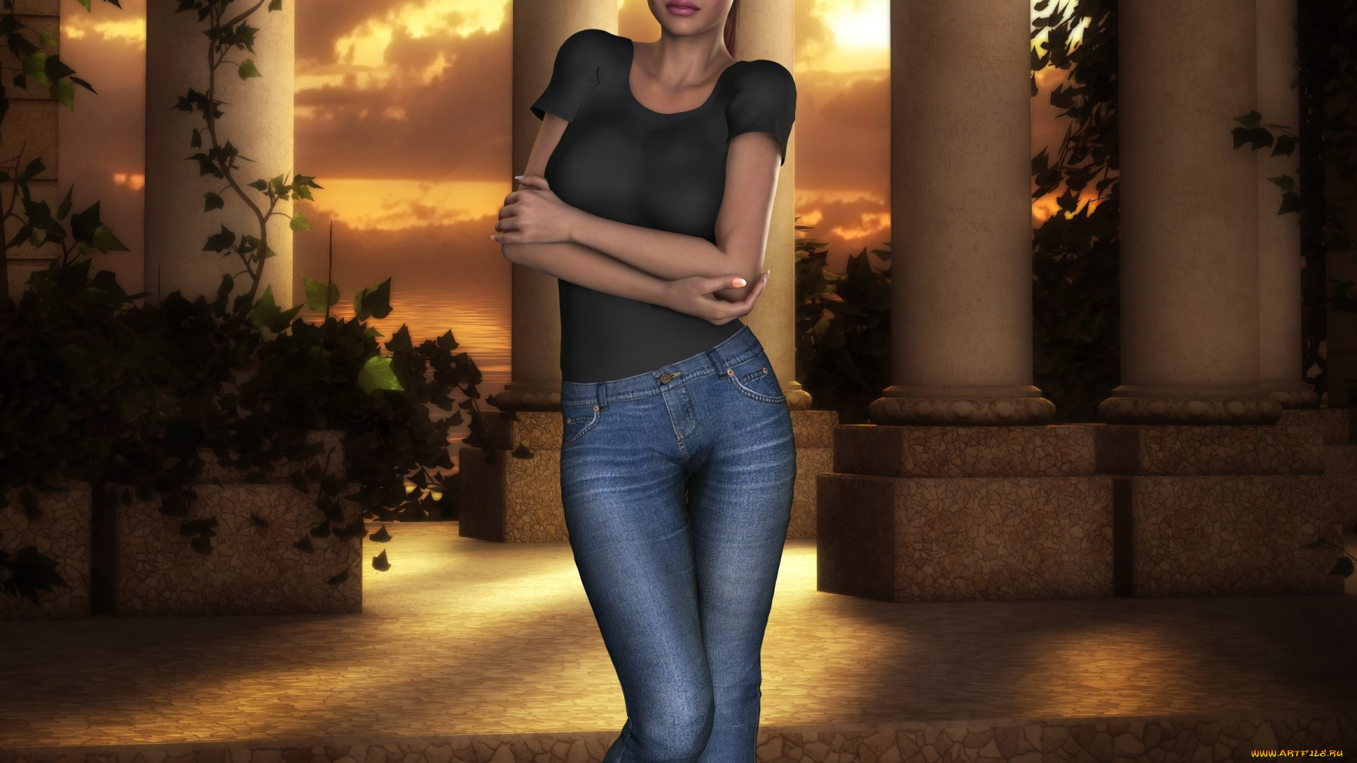 3д, графика, люди, , people, девушка, фон, взгляд