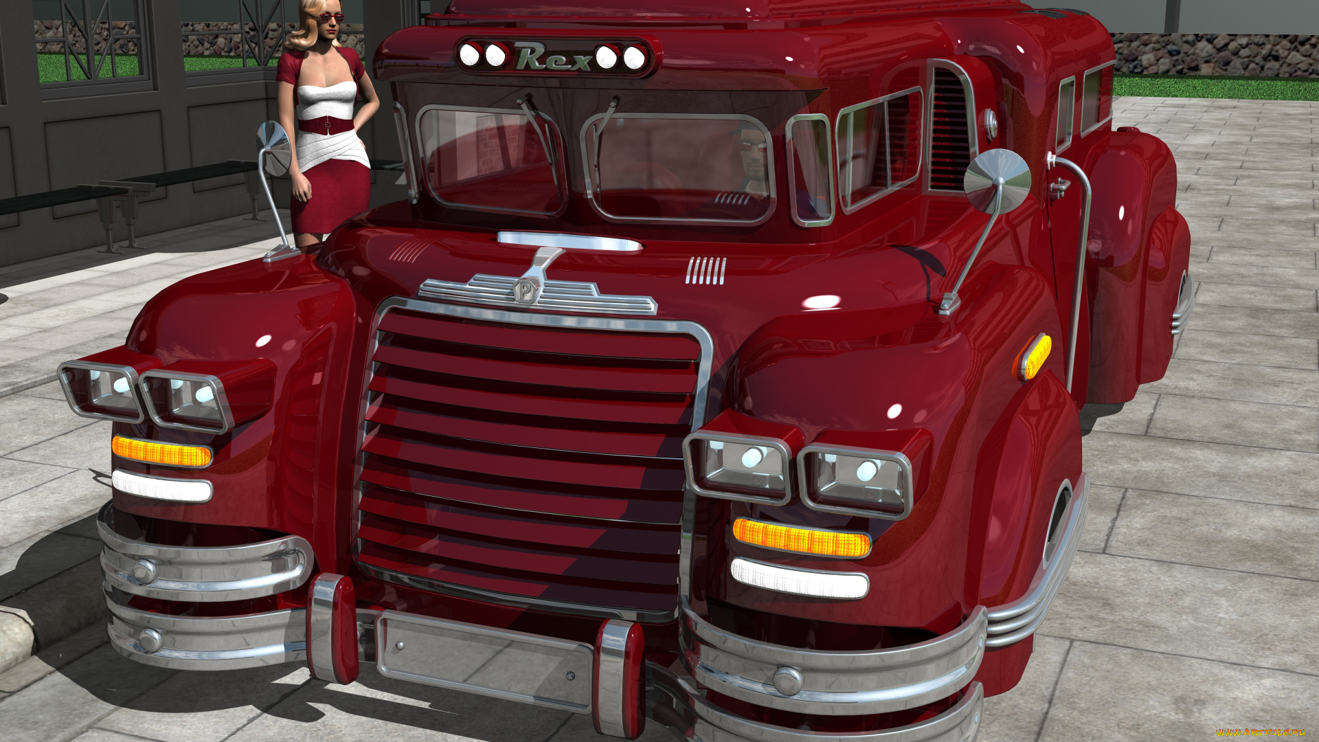 автомобили, 3d, car&girl, автомобиль, взгляд, фон, девушка