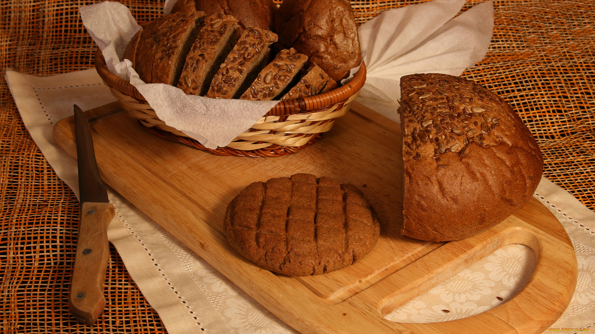 еда, хлеб, , выпечка, нож, доска