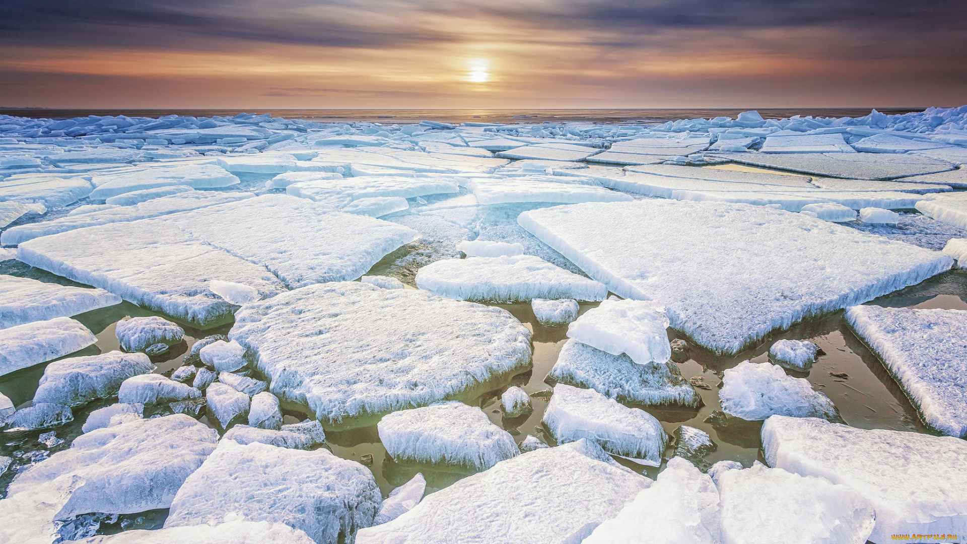 природа, айсберги, и, ледники, зима, льдины, льды, фрисландия, провинция, север, нидерландов, холод, мороз