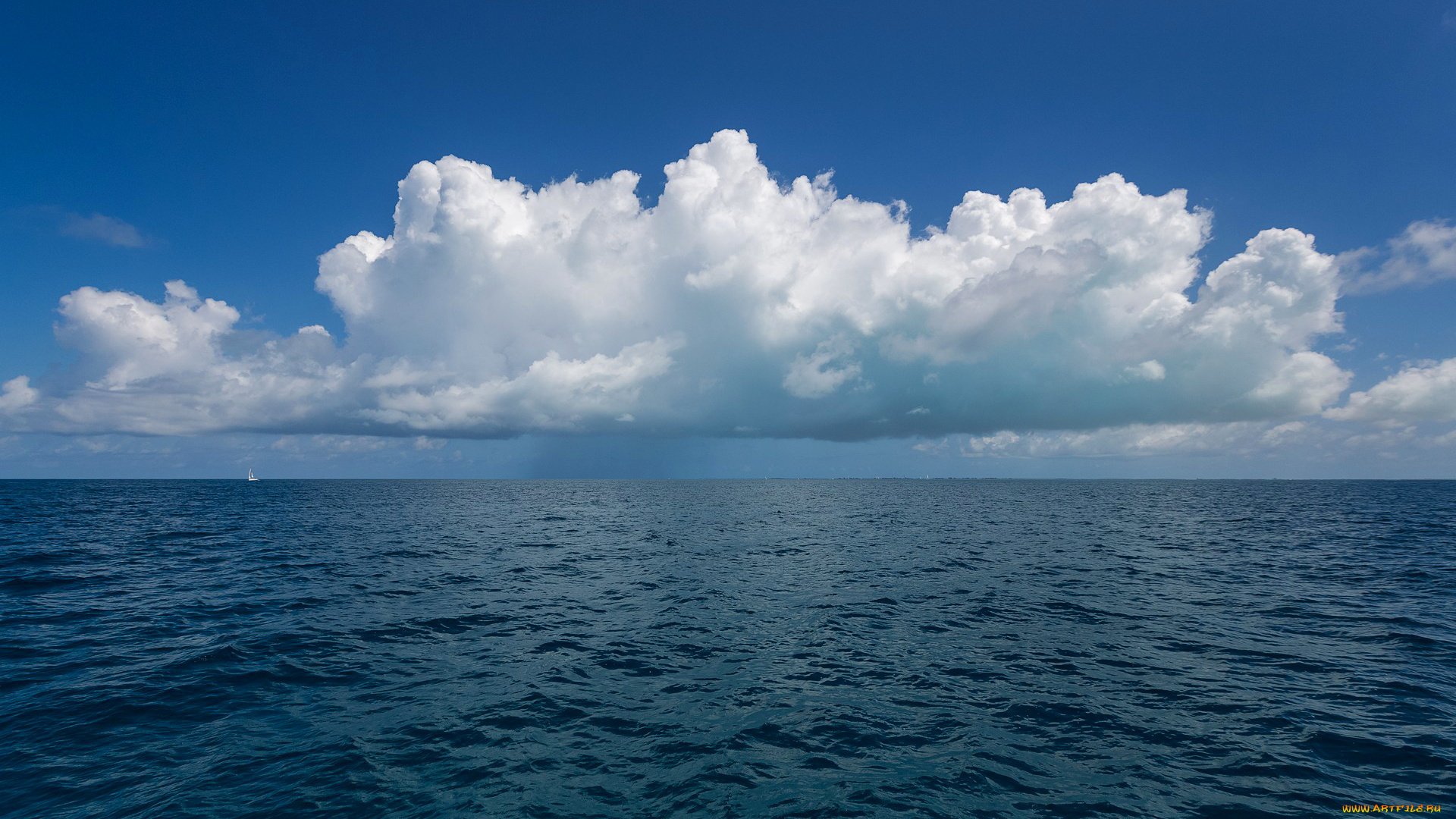 природа, моря, океаны, облака, небо, парус, лодка, горизонт, море