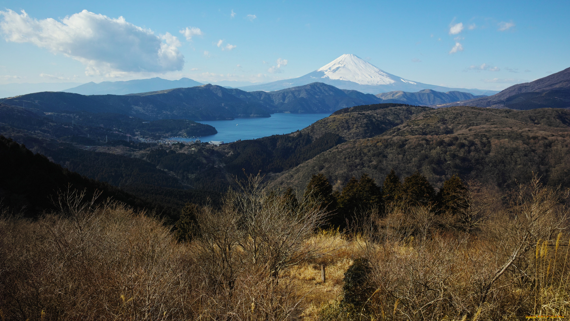 природа, реки, озера, пейзаж, небо, озеро, деревья, гора