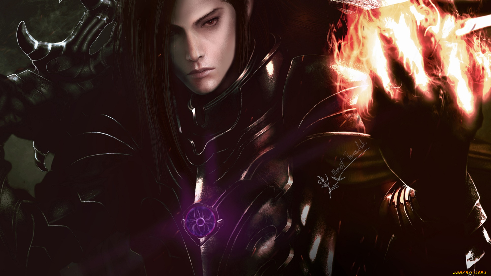 видео, игры, ~~~другое~~~, арт, парень, пламя, огонь, взгляд