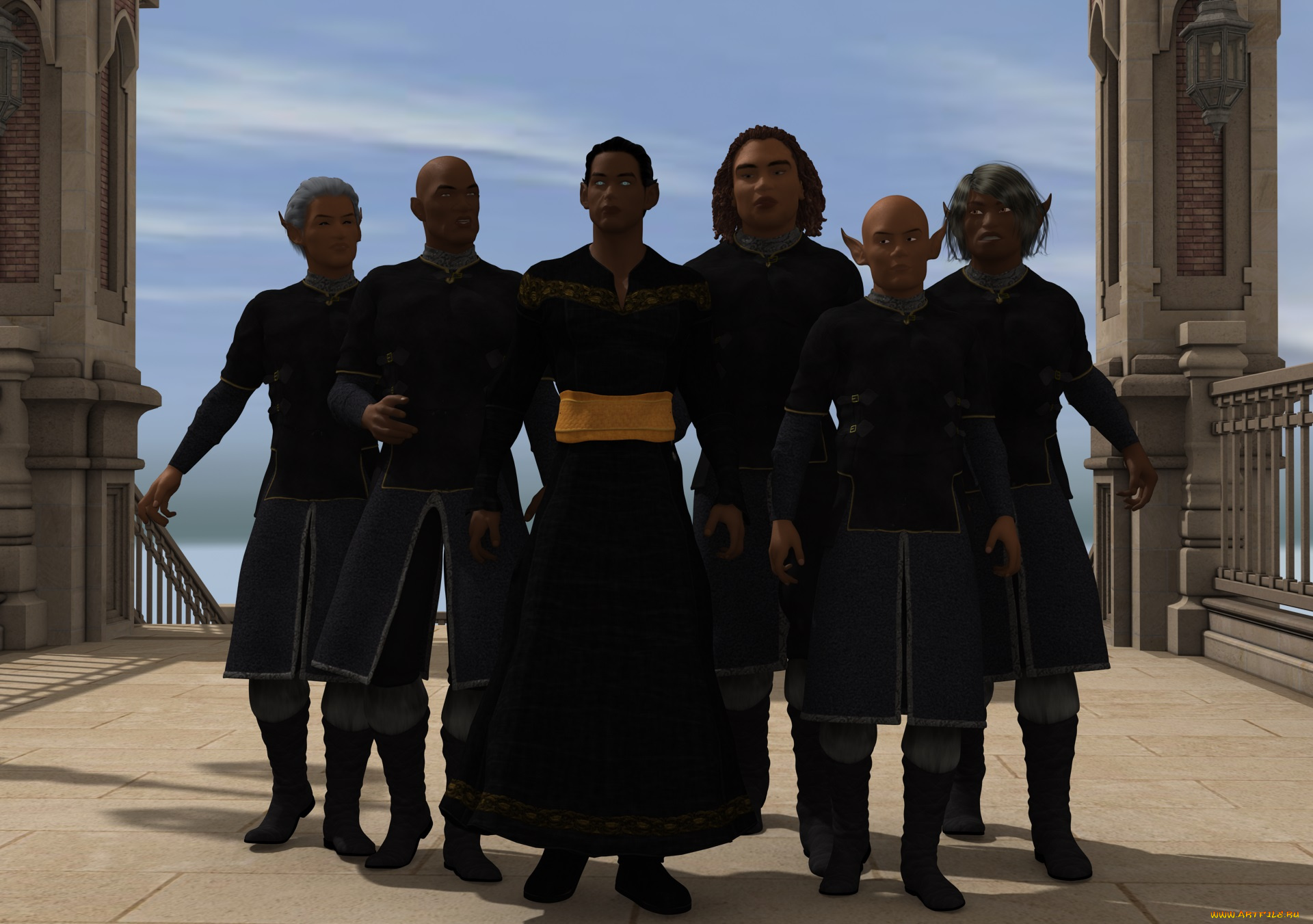 3д, графика, эльфы, , elves, эльфы, взгляд, улица