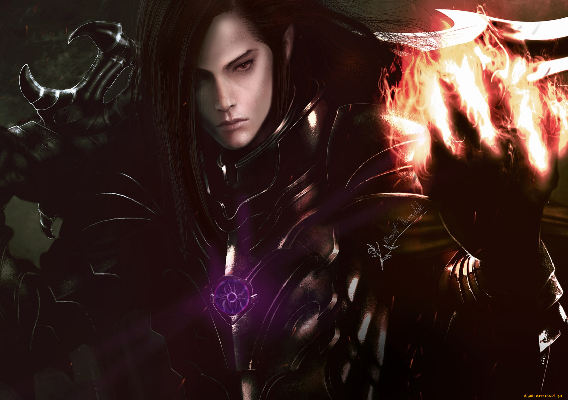 видео, игры, ~~~другое~~~, арт, парень, пламя, огонь, взгляд