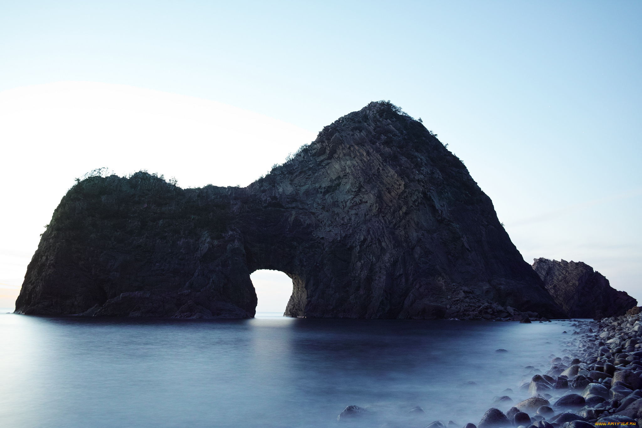 природа, побережье, небо, скала, море