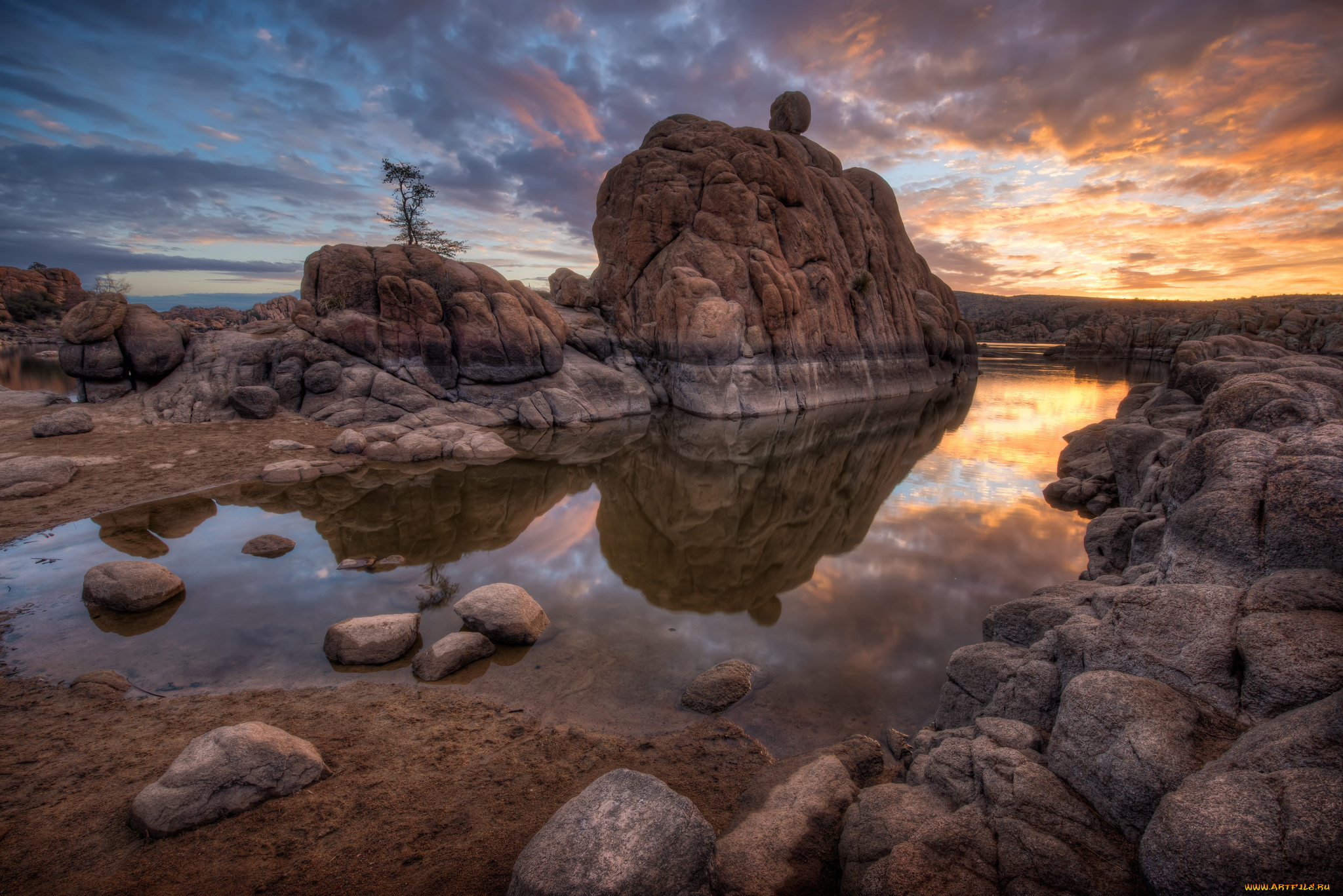 природа, восходы, закаты, море, скалы, тучи, зарево